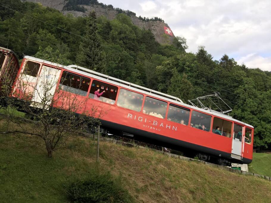 Cozy House above Lake Lucerne in car-free Vitznau Mittlerschwanden at Mount Rigi railway