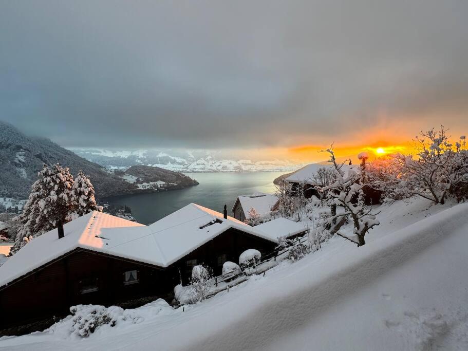Cozy House above Lake Lucerne in car-free Vitznau Mittlerschwanden at Mount Rigi railway