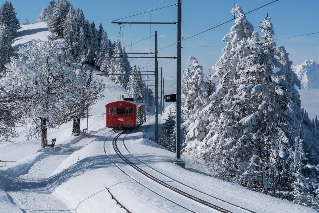 Cozy House above Lake Lucerne in car-free Vitznau Mittlerschwanden at Mount Rigi railway