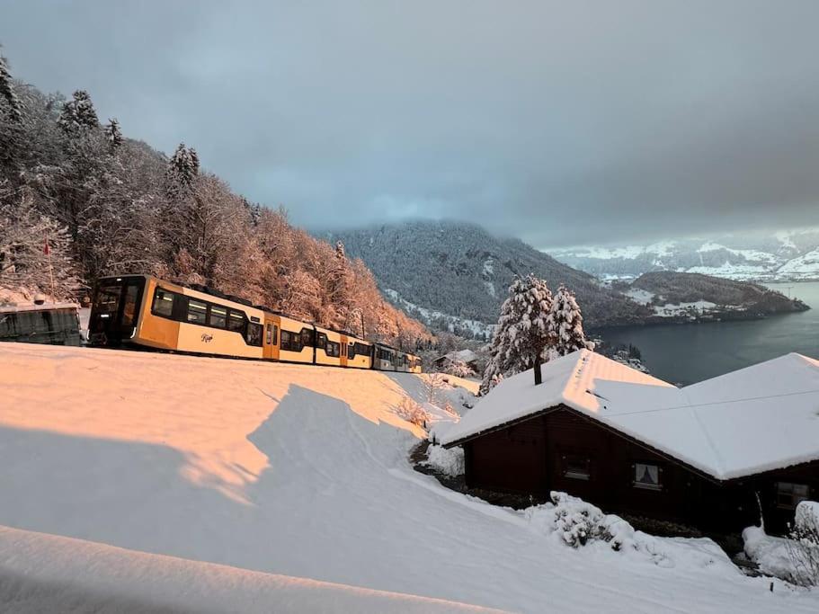 Cozy House above Lake Lucerne in car-free Vitznau Mittlerschwanden at Mount Rigi railway
