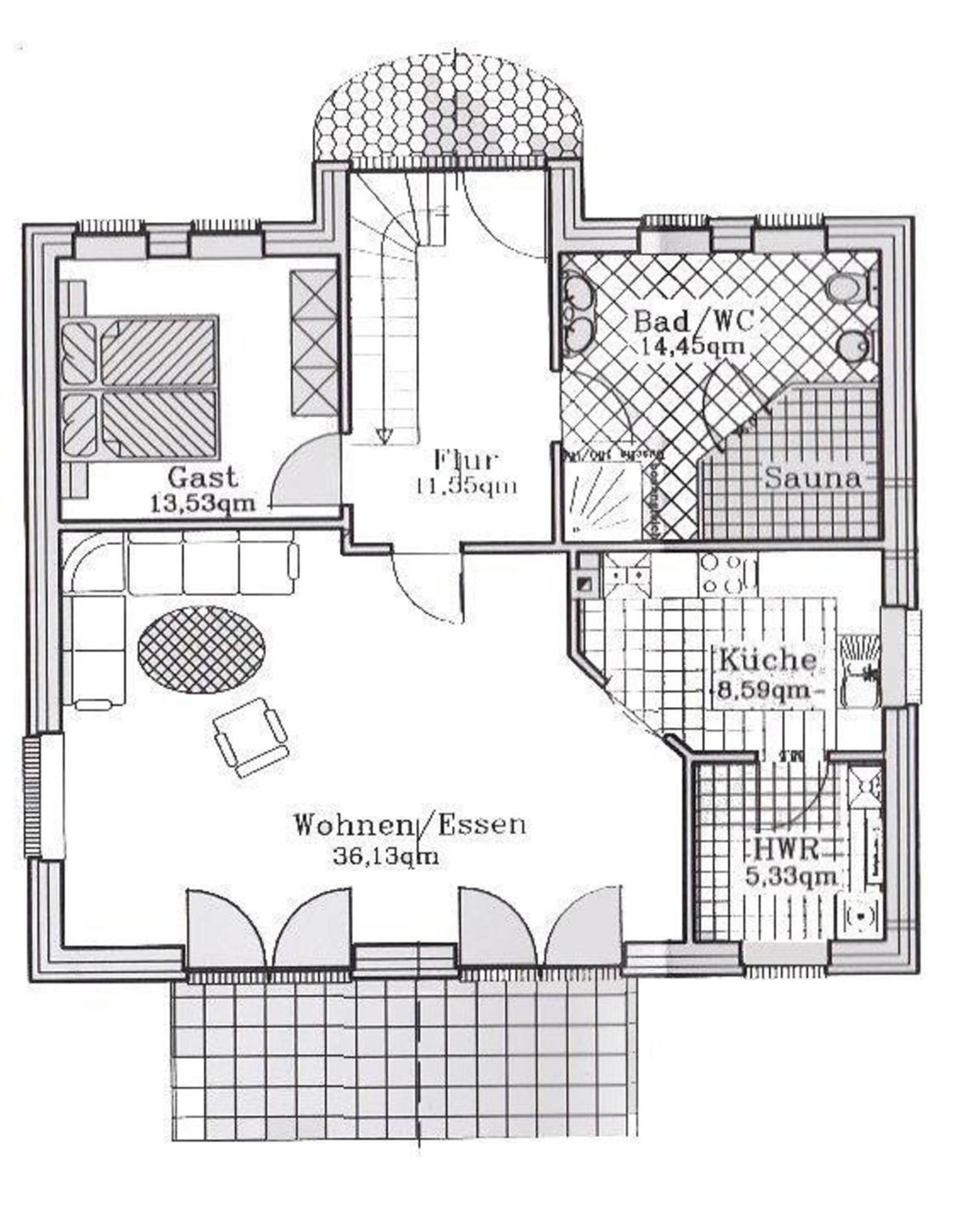 Wellness Ferienhaus mit Sauna und Kaminofen sowie Carport und Terrasse