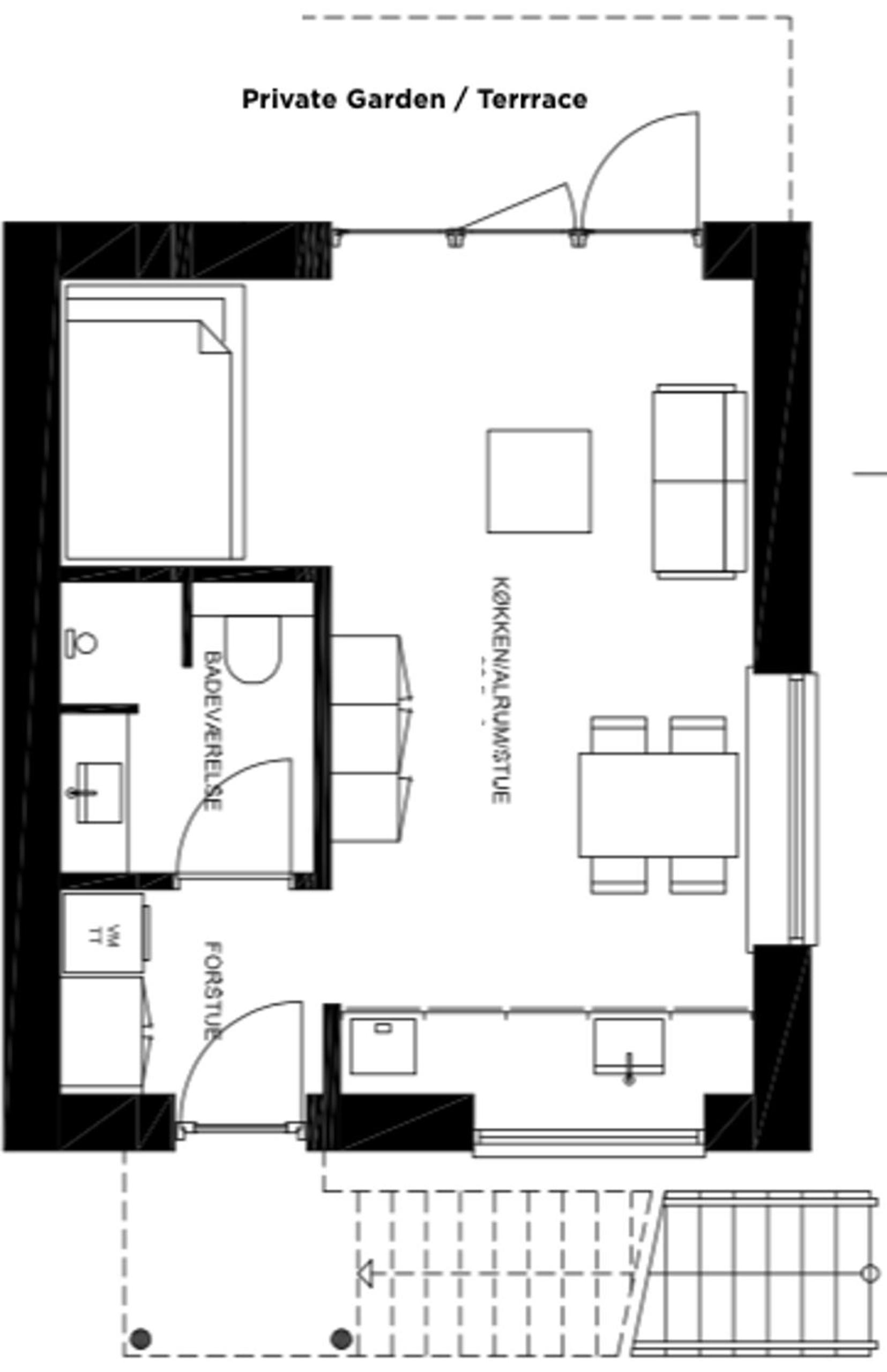 Studio townhouse w private terrace in converted warehouse
