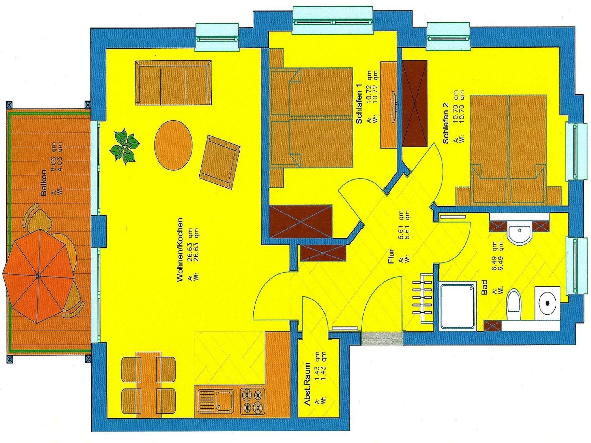 Villa Wilhelmine - Ferienwohnung 04 mit Balkon