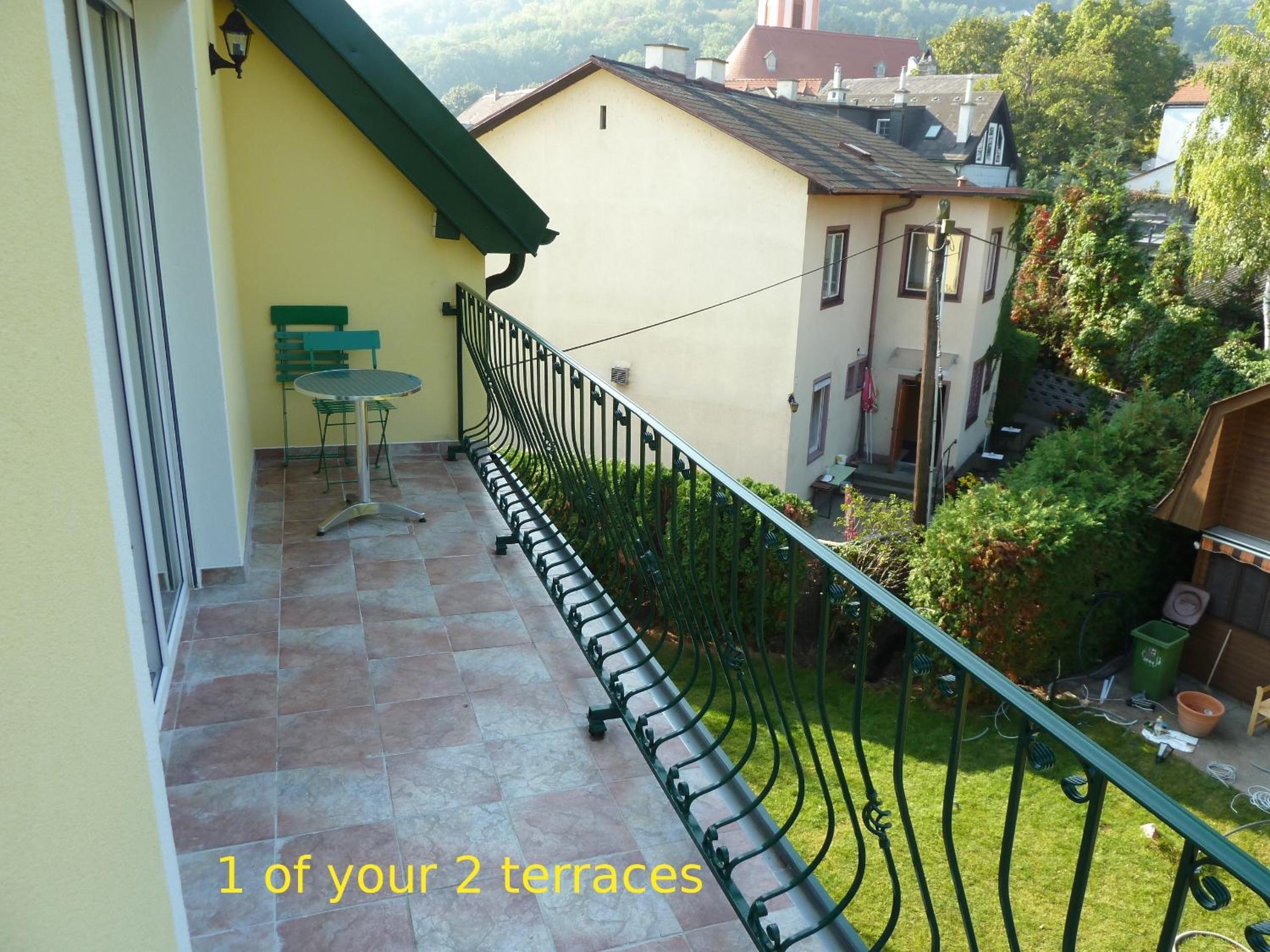 Spacious Penthouse Apartment Vindobona, panorama view to danube river & vineyard