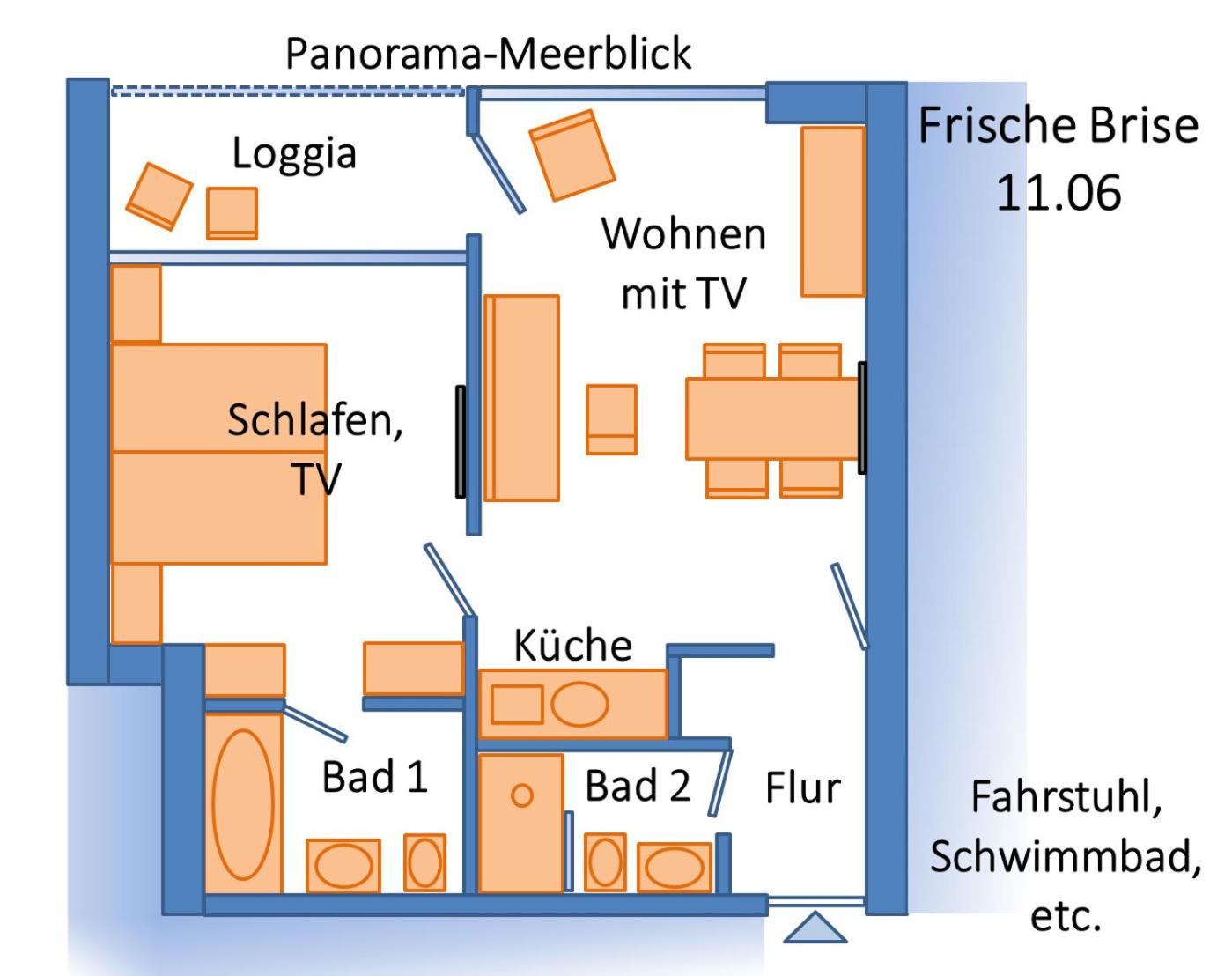 Strandnahe Ferienwohnung FB11.06 mit Meerblick view 5
