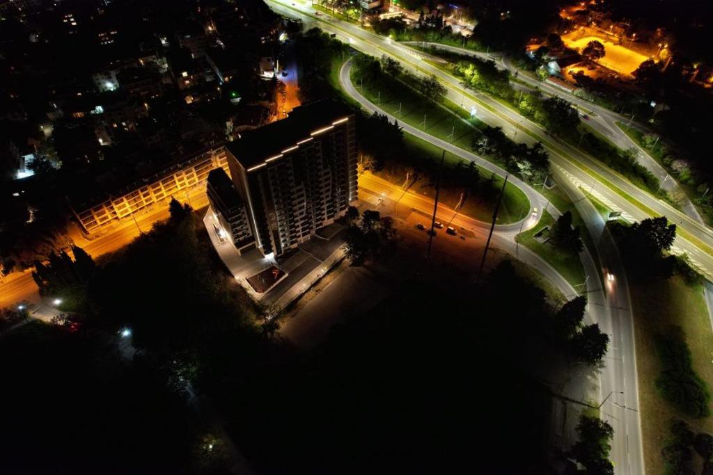 Sky view flat with parking