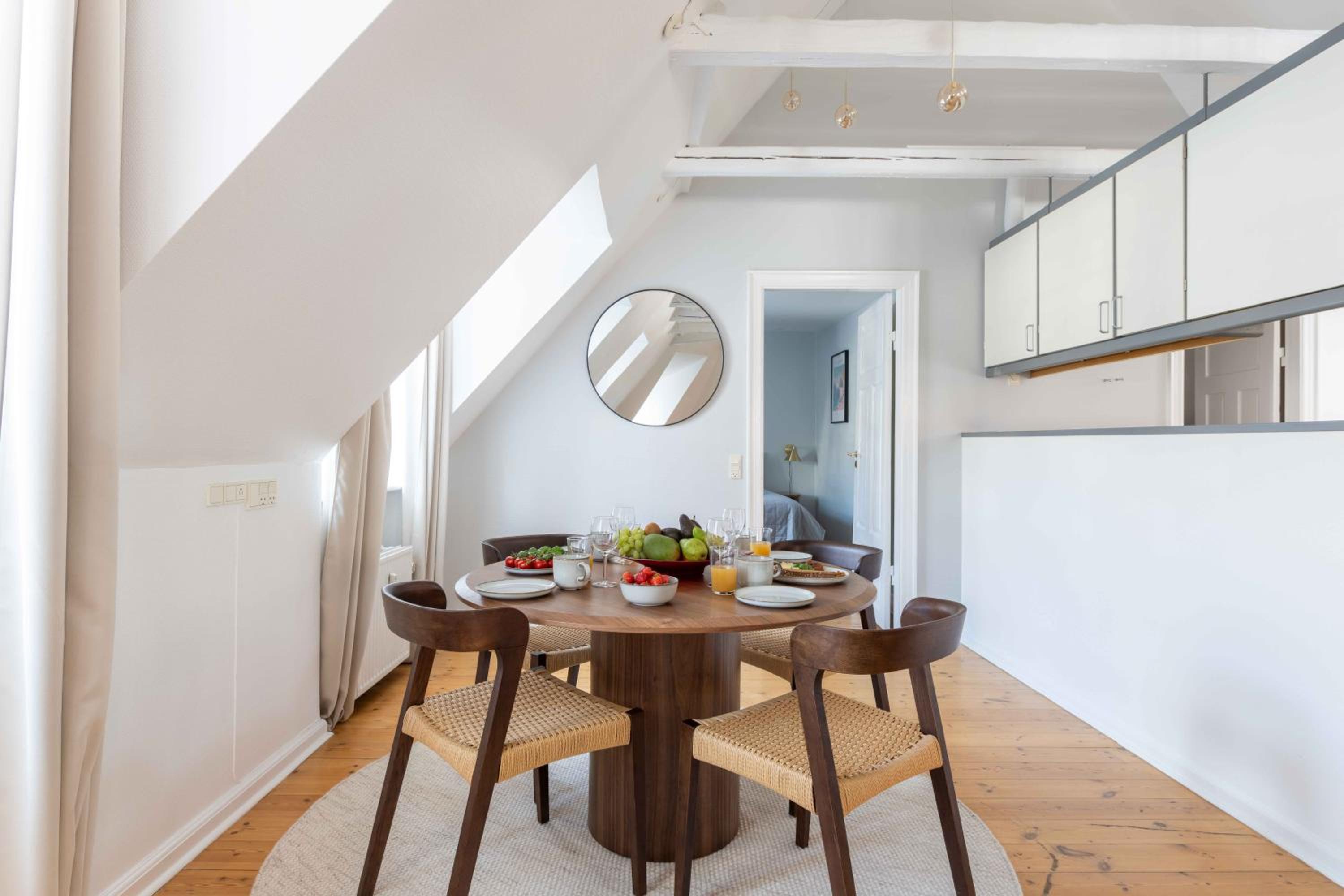 Unique Apartment w Exposed Beams Next to Tivoli