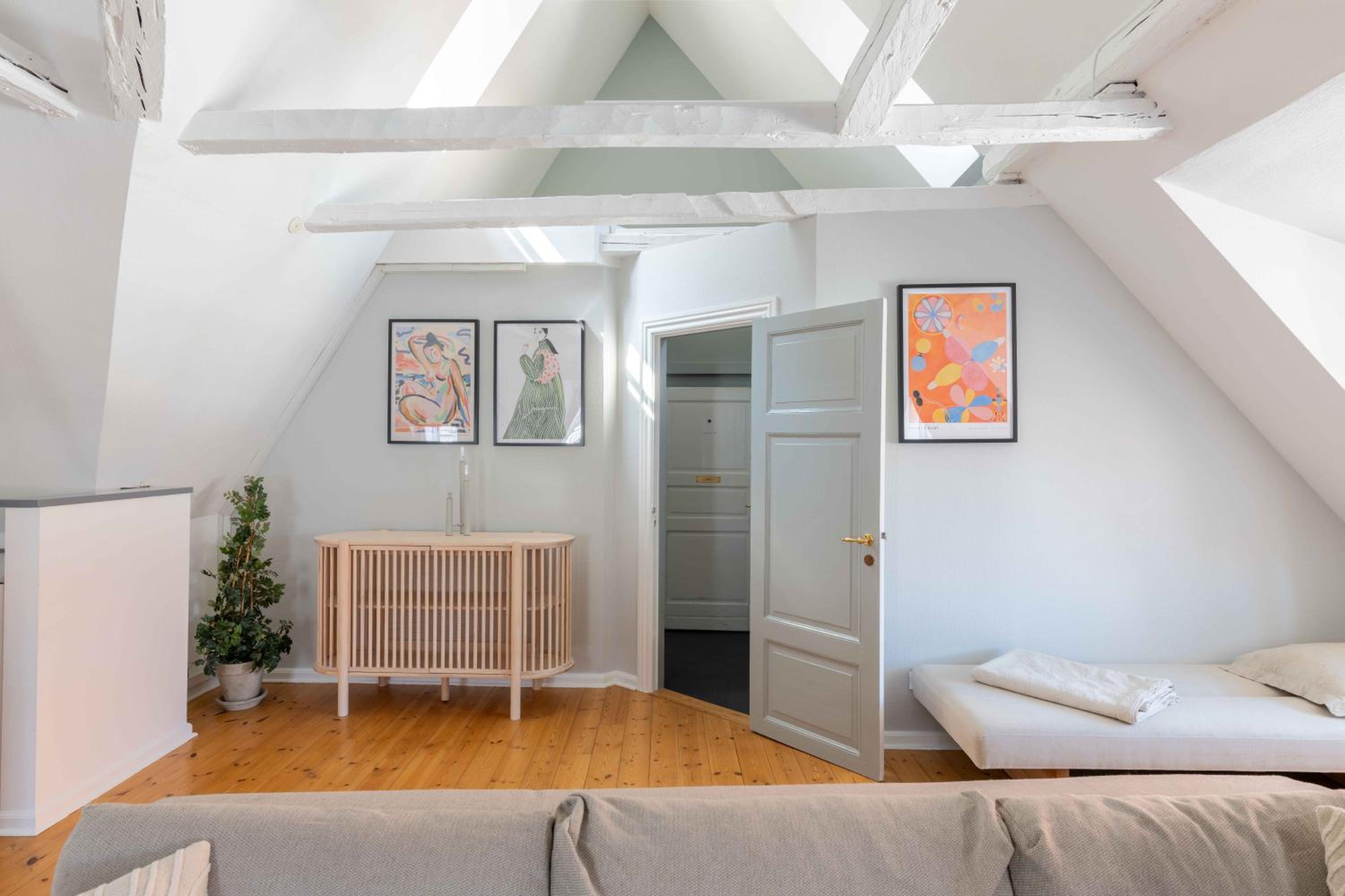 Unique Apartment w Exposed Beams Next to Tivoli