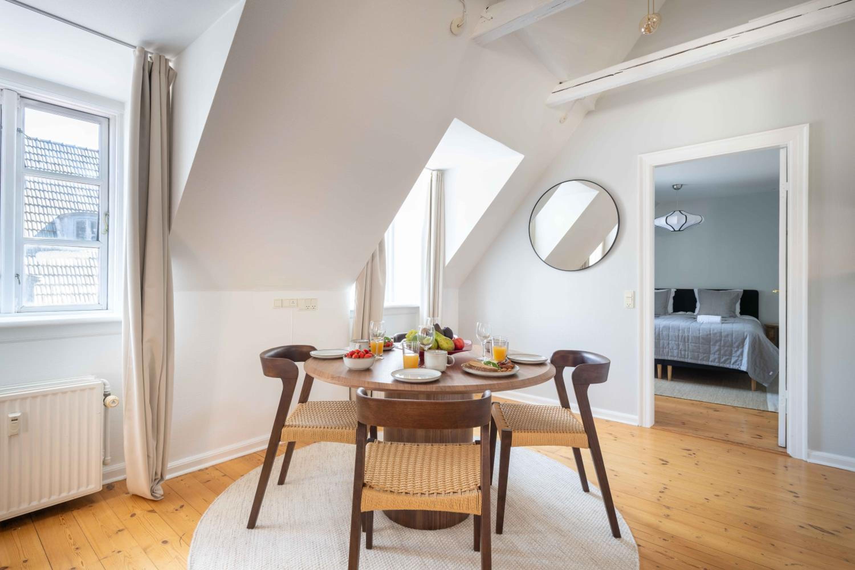 Unique Apartment w Exposed Beams Next to Tivoli