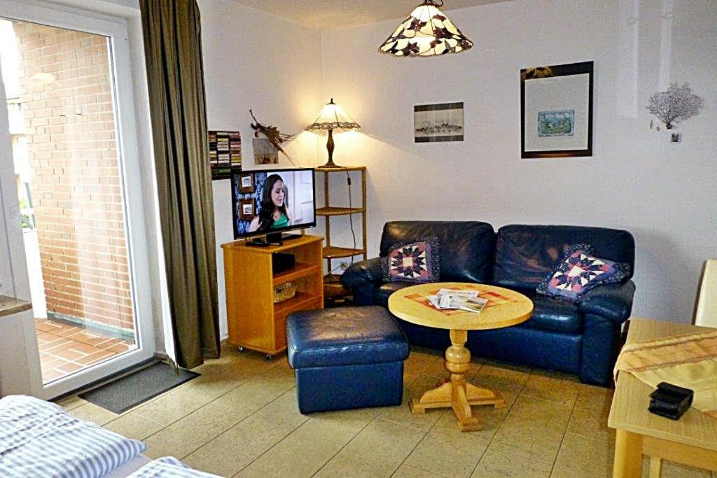 Studio mit Meerblick auf die Robbenbänke von Norderney, geschützter Südwestbalkon