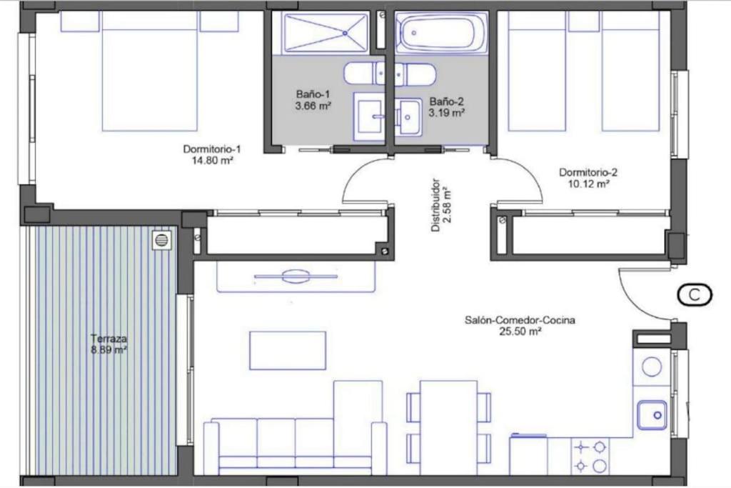 Apartamento nuevo, Disfruta del silencio, familias con niños, aire acondicionado, 2 baños, Wifi, terraza, playa, toallas y sombrillas