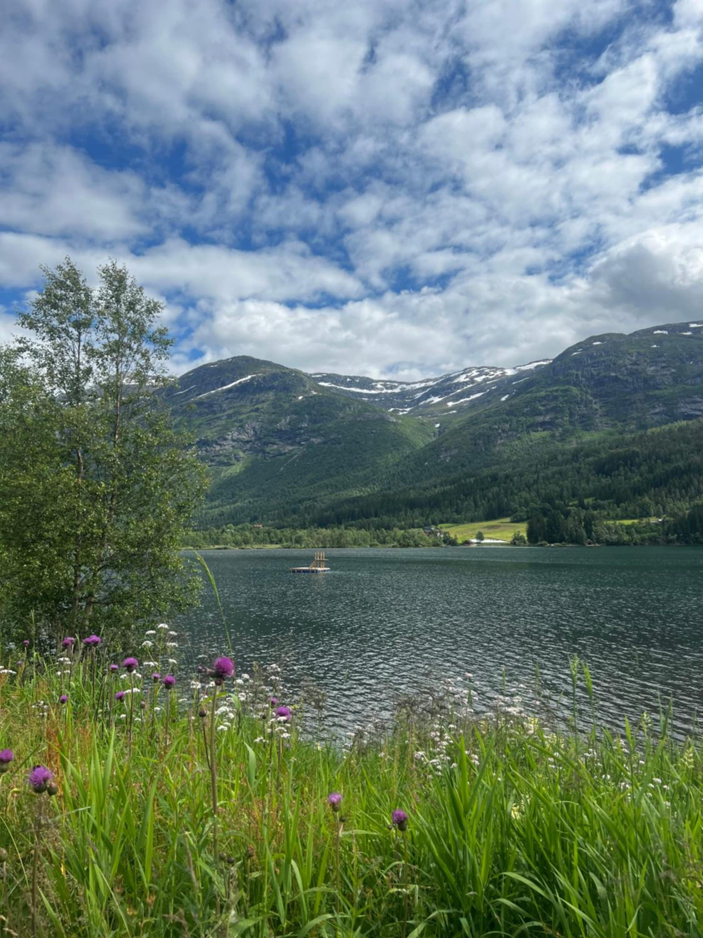 Haukedalen mountain panorama river view