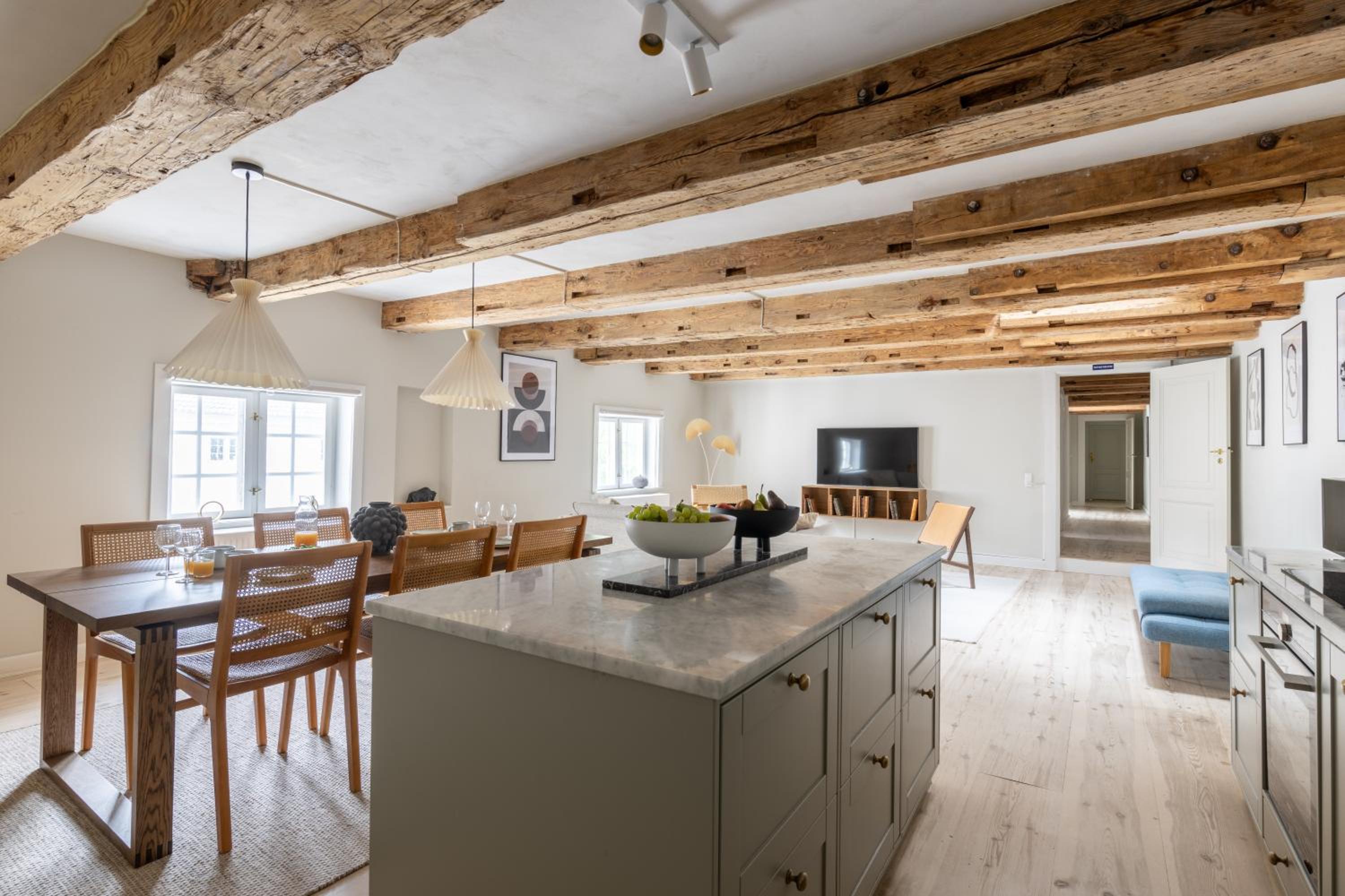 City Apartment With Exposed Ceiling Beams