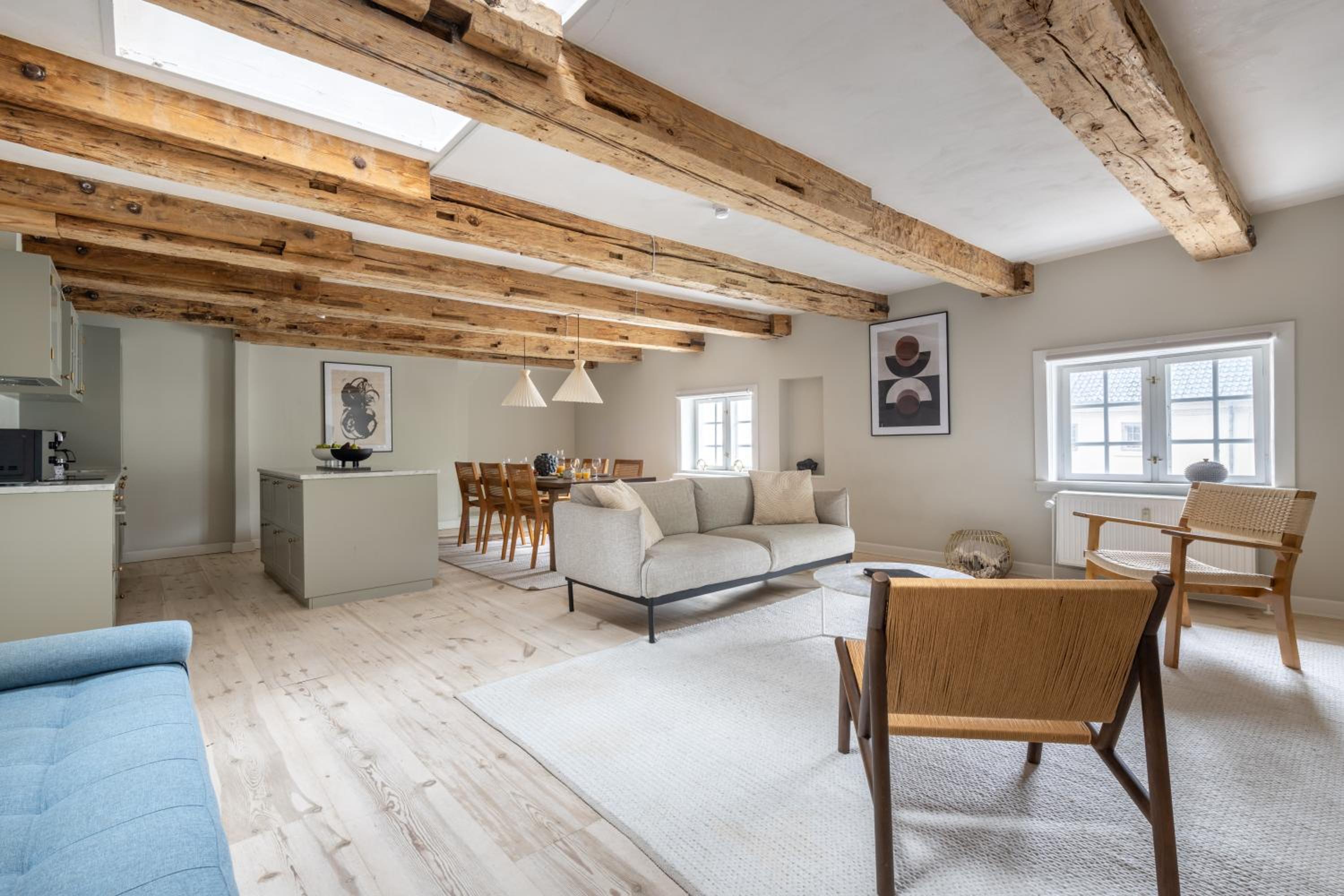 City Apartment With Exposed Ceiling Beams