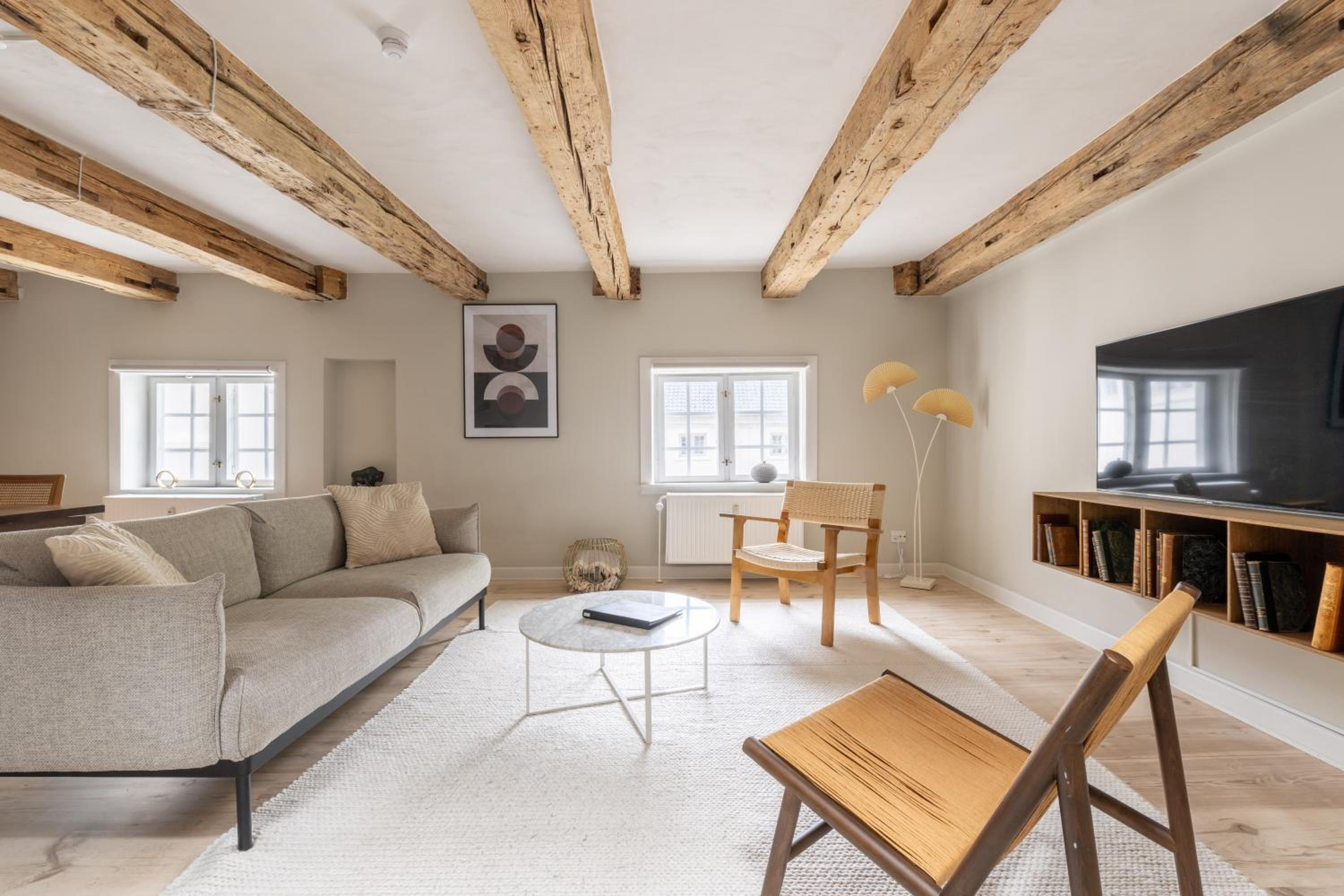 City Apartment With Exposed Ceiling Beams