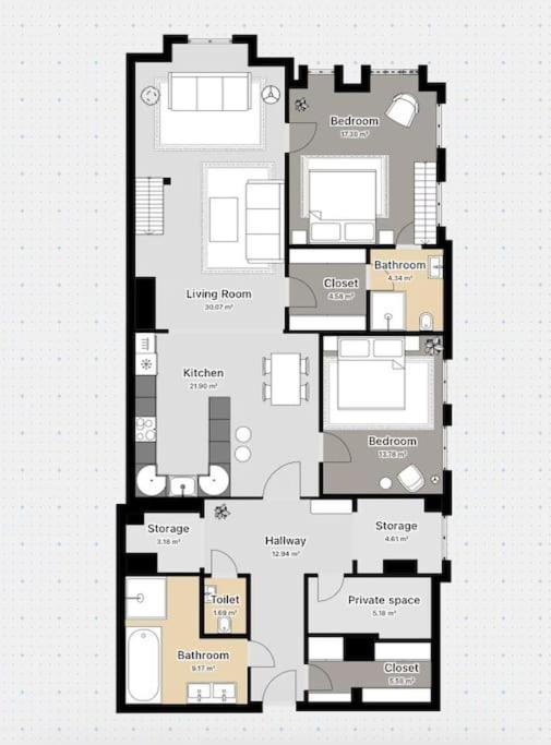 3BR 2,5Bath Luxurious BIG Family Penthouse & VIEWS