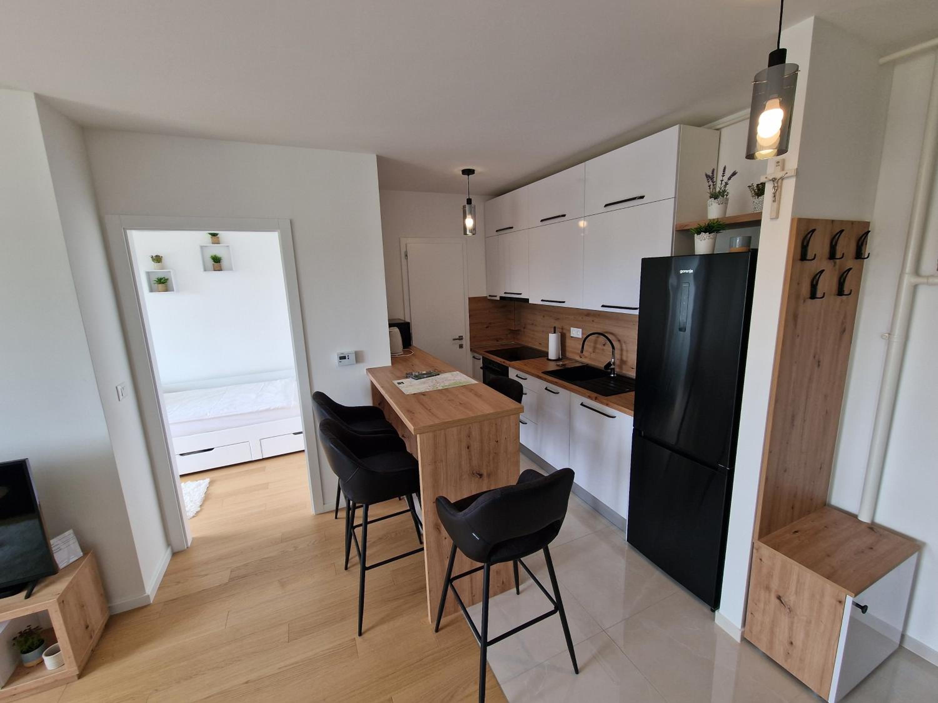 Apartment Queen, self check-in, free private garage parking