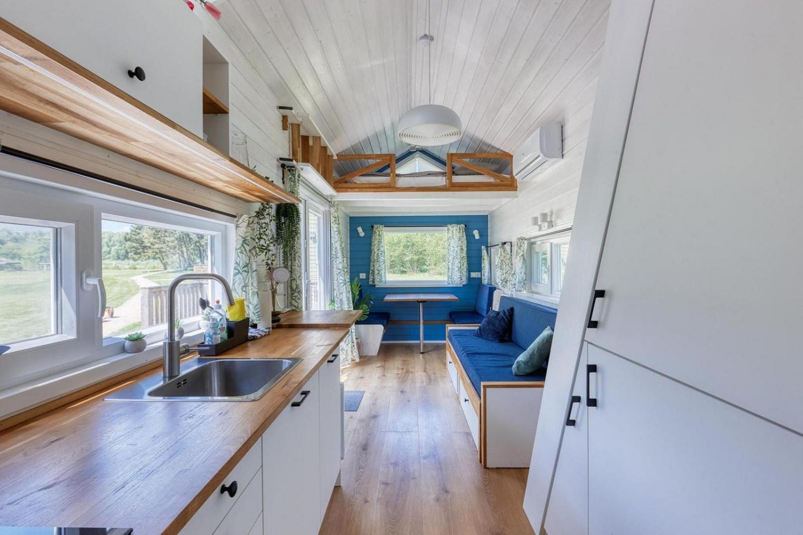 Blue Tiny House with HotTub view 5