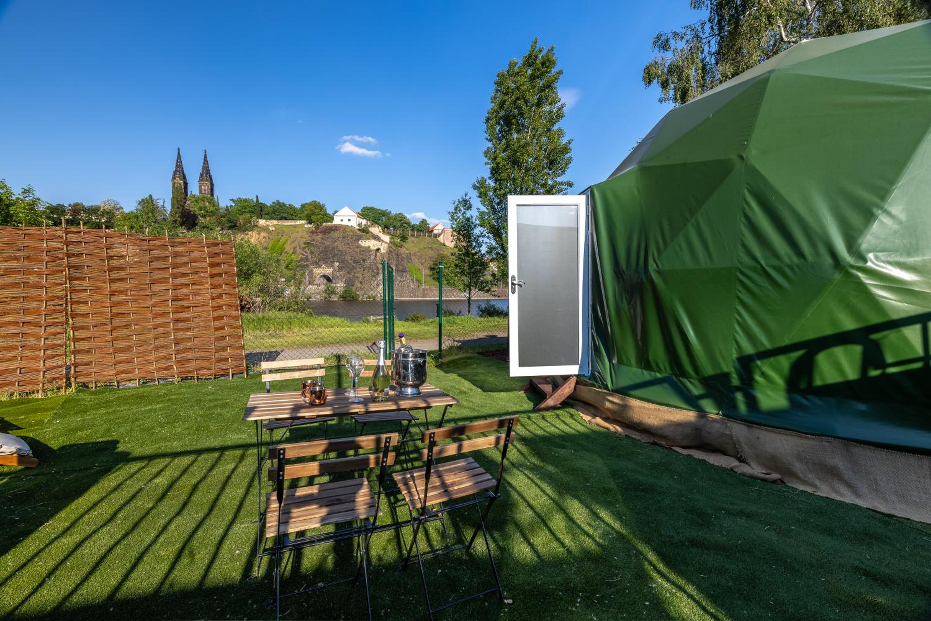Unique Escape Glamping in the Heart of Prague with Hot Tub and Vysehrad Castle View