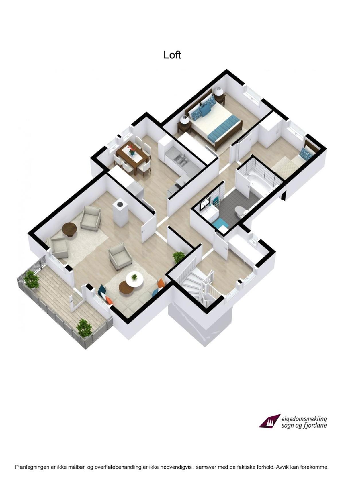 Loftsleilighet med sjøutsikt