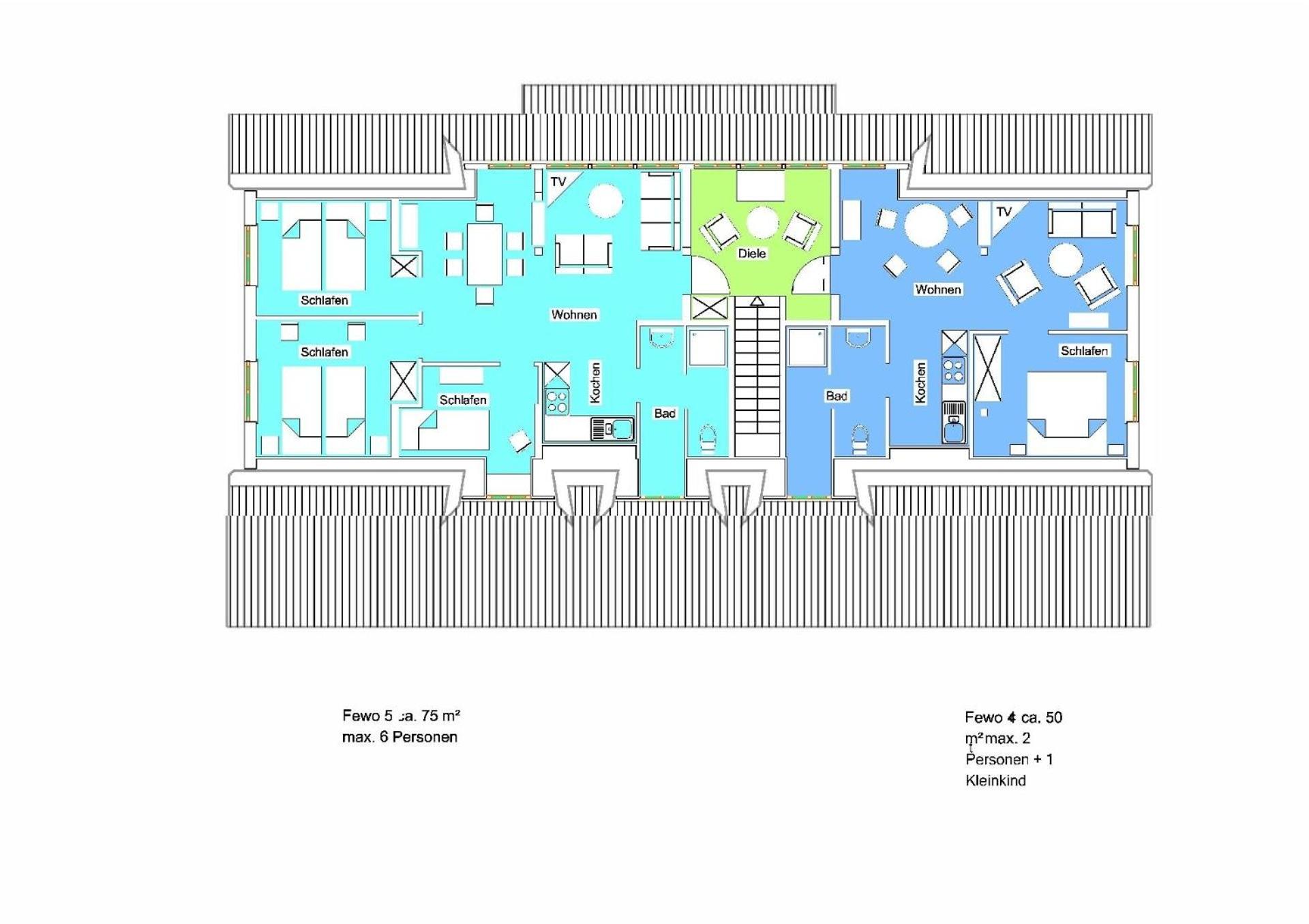 Ferienwohnung mit Terrasse im Obergeschoss