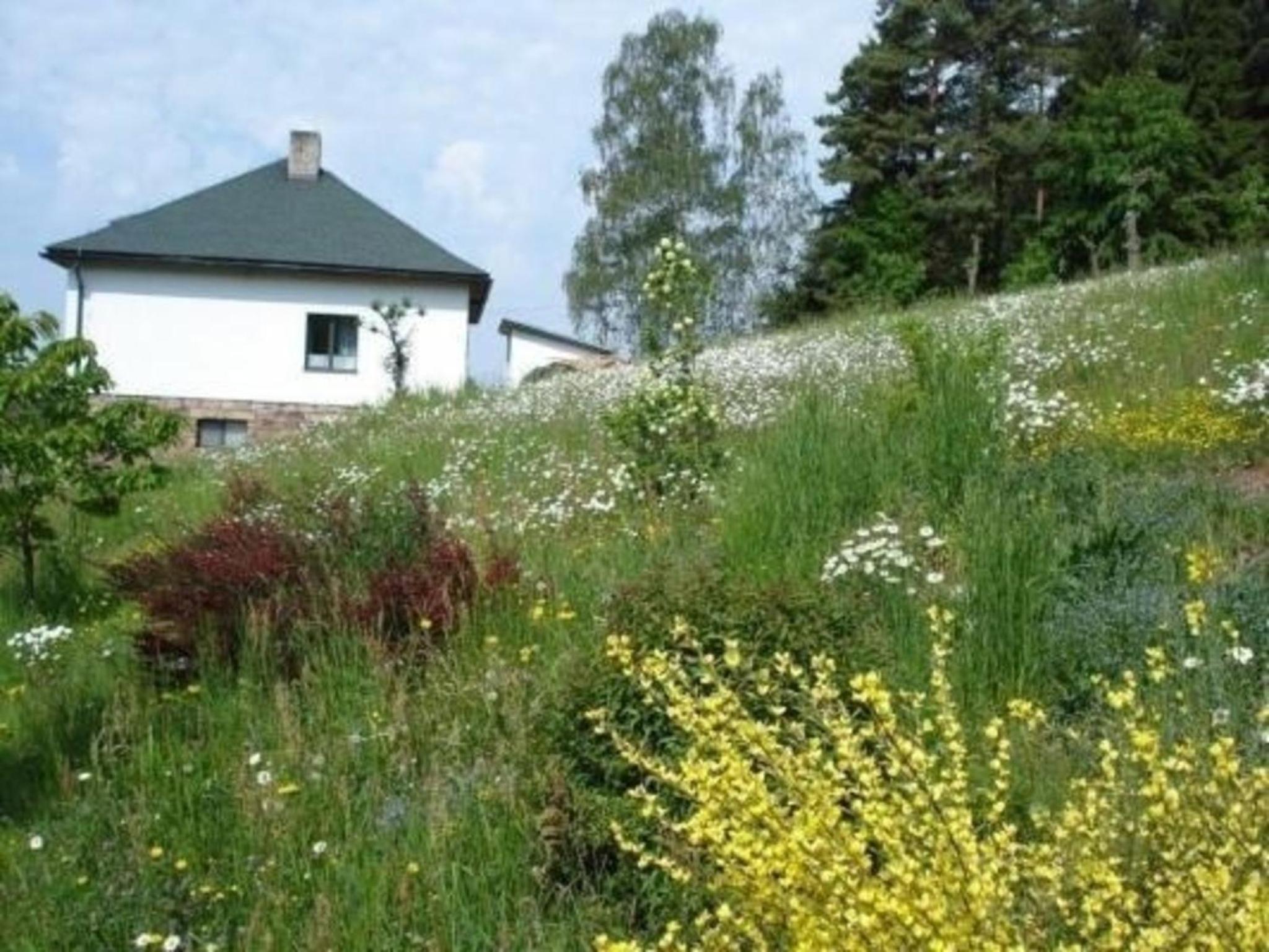 Ein Ferienhaus mit Terrasse und Garten
