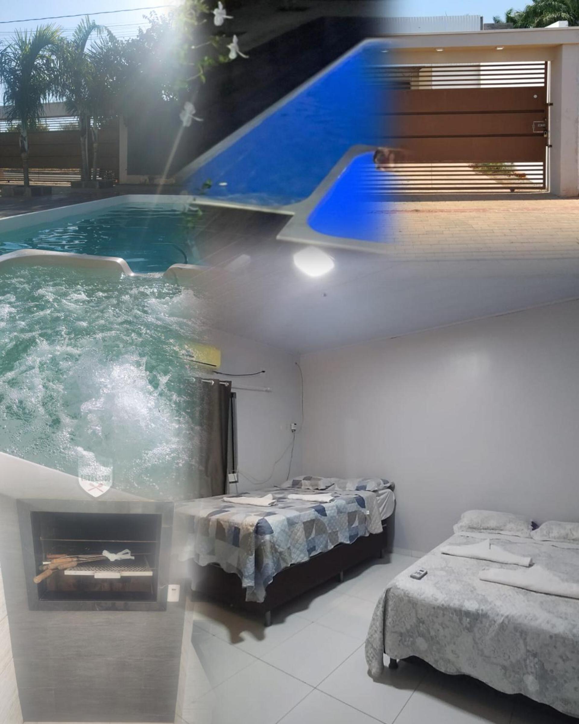 check-in autônomo em Piscina, Hidro, churrasqueira, casa dispondo até 3 quartos, 3 ar, 2b, tudo privativo - Reserva valor 6 hóspedes para abrir os 3 quarto