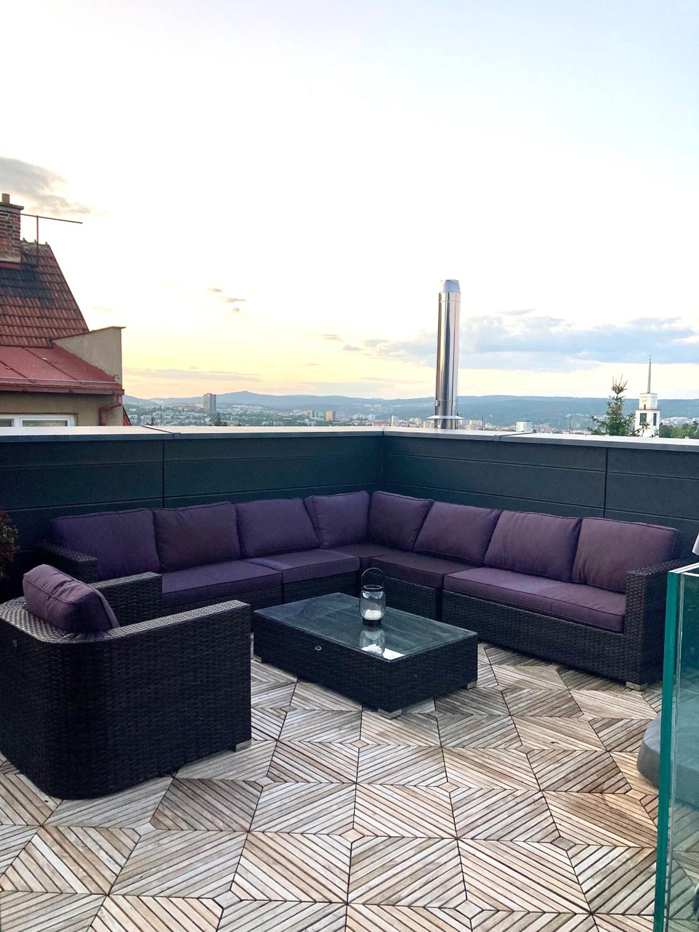 Apartmán se saunou a terasou s výhledem na Brno