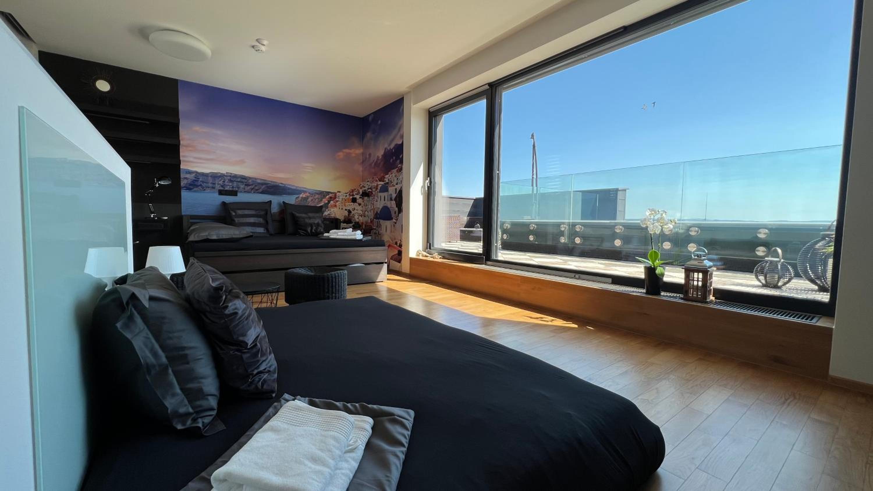 Apartmán se saunou a terasou s výhledem na Brno
