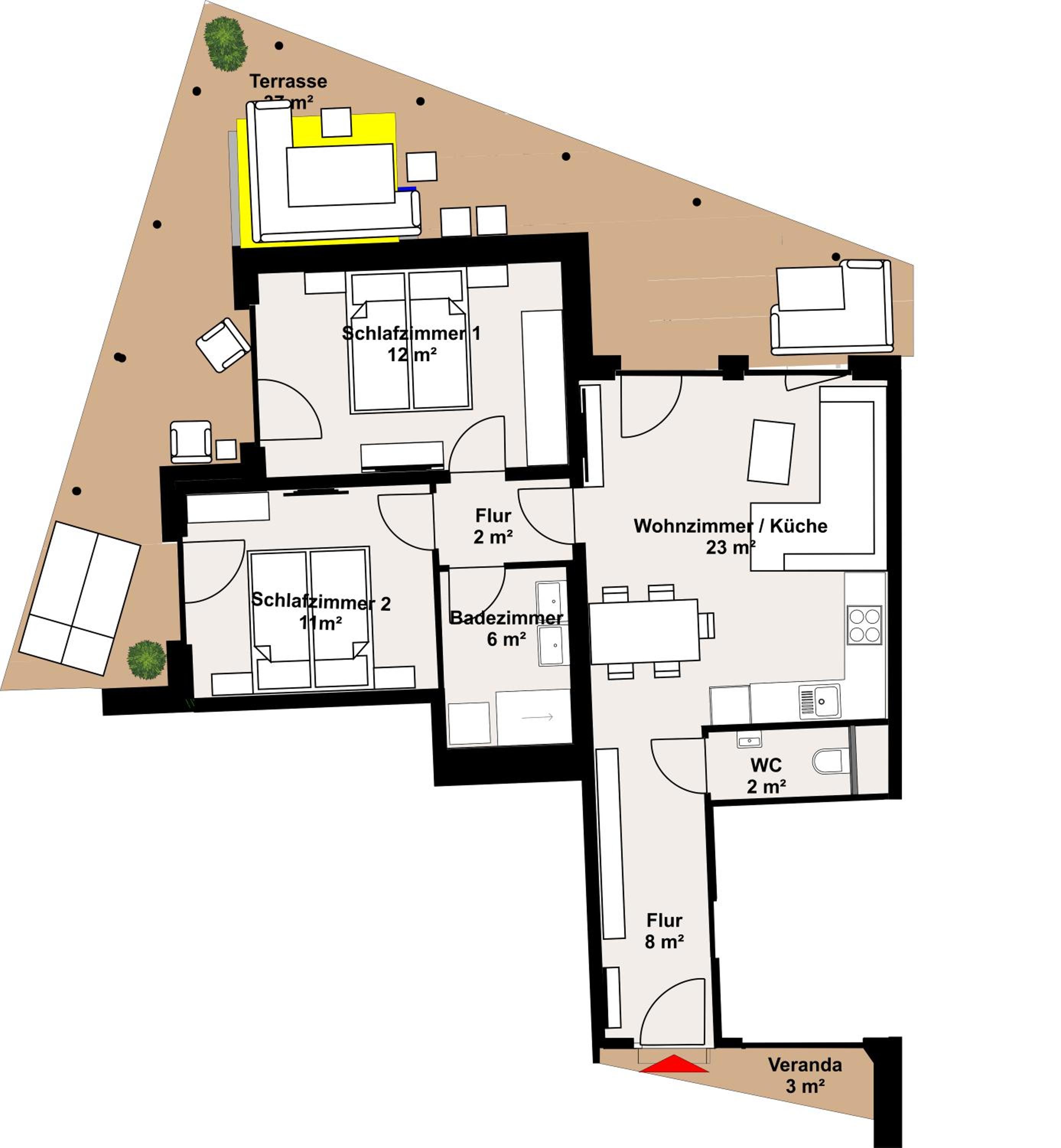 100 qm Penthouse, Self-Check-In, 2 Parkplätze