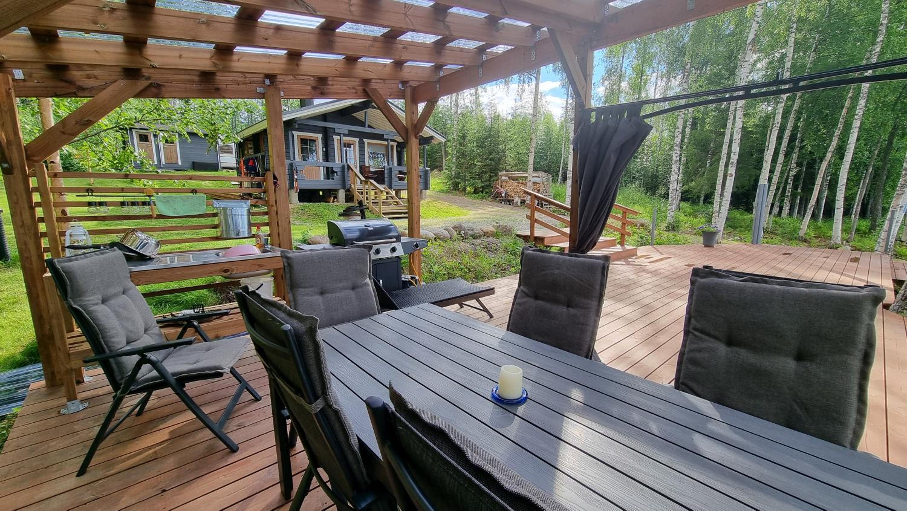 Mukava pieni 2-4h mökki min 2 vrk Saimaan rannalla, poreallas, puusauna, Wi-Fi, Smart TV, parivuode ja vuodesohva view 4