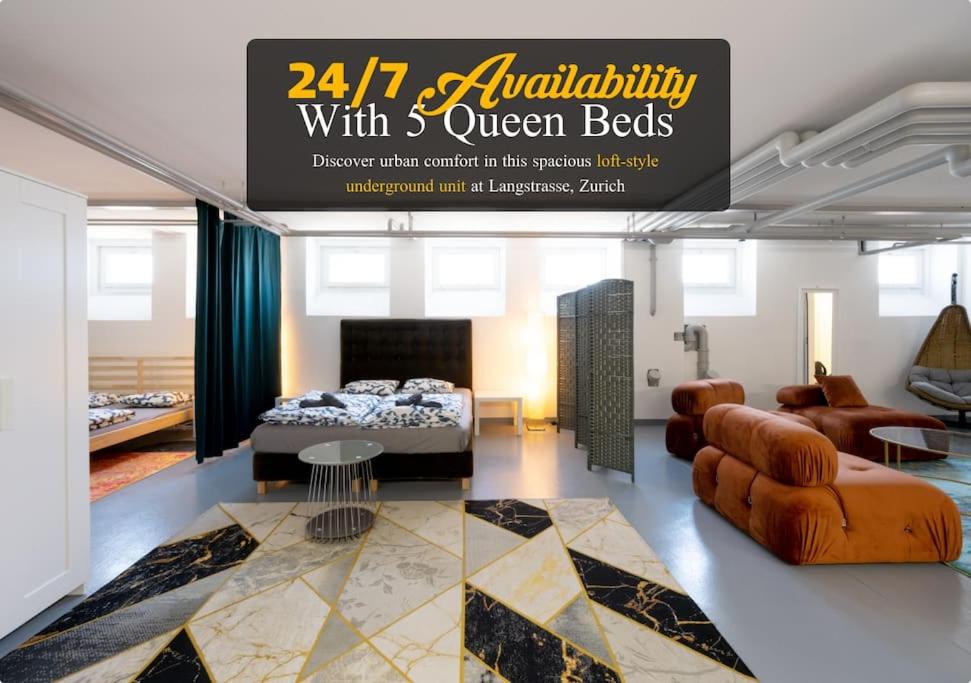 Sunlit Urban Haven Zurich Loft with Five Queen Beds