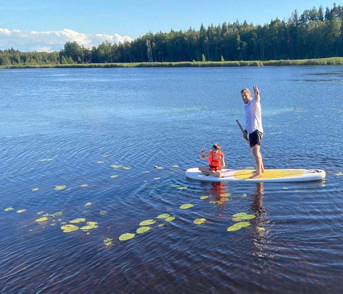 Raft on a forest lake view 4