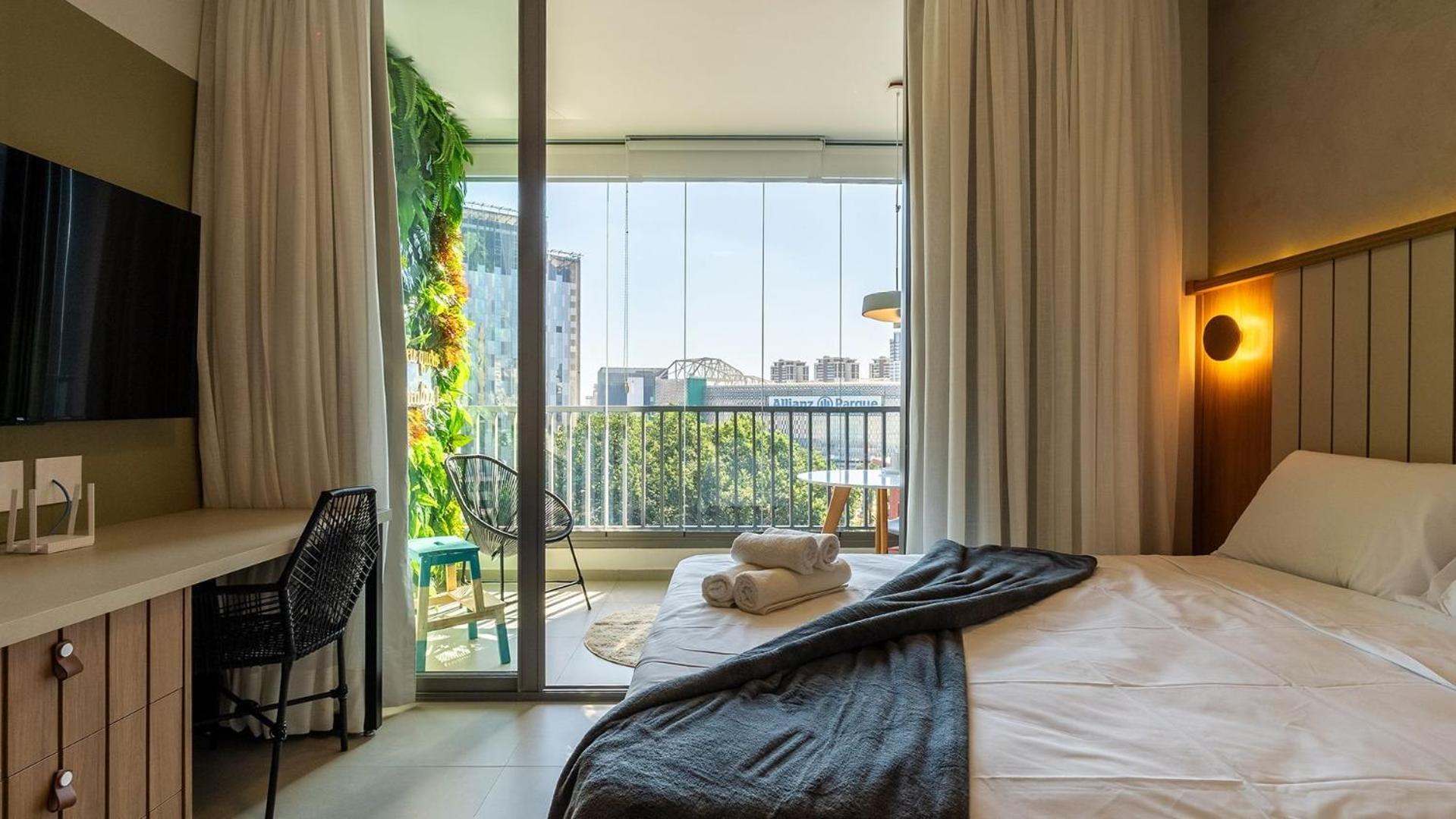 Studios Novíssimos com Piscina no Rooftop e vista para o Allianz Parque