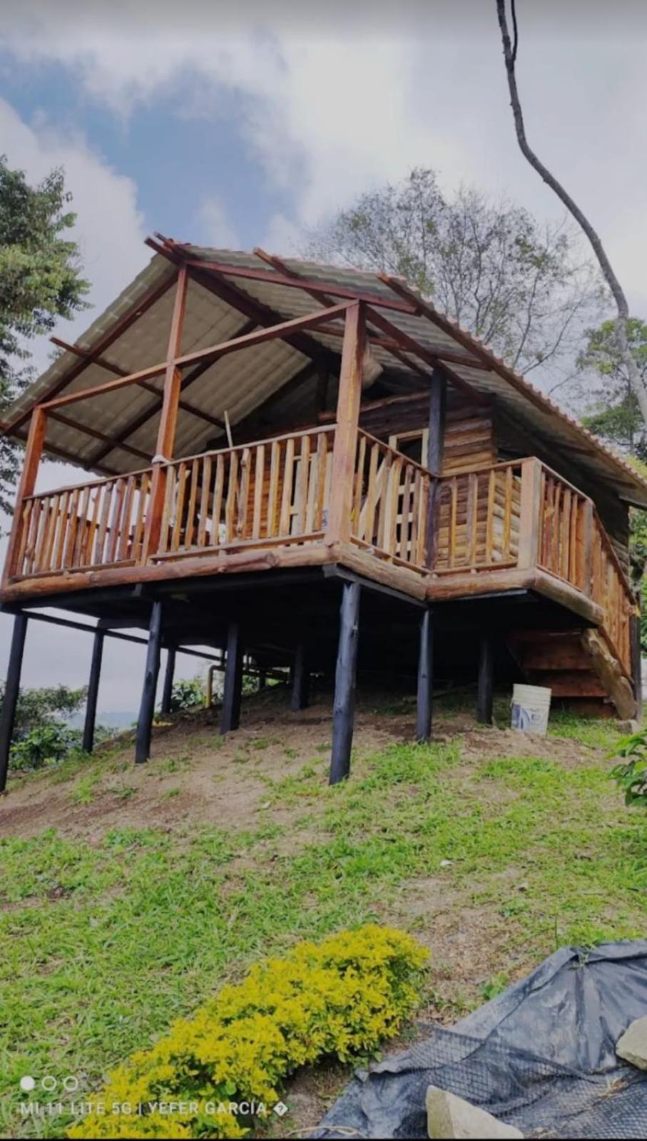 Cabaña cafetera con hermosa vista