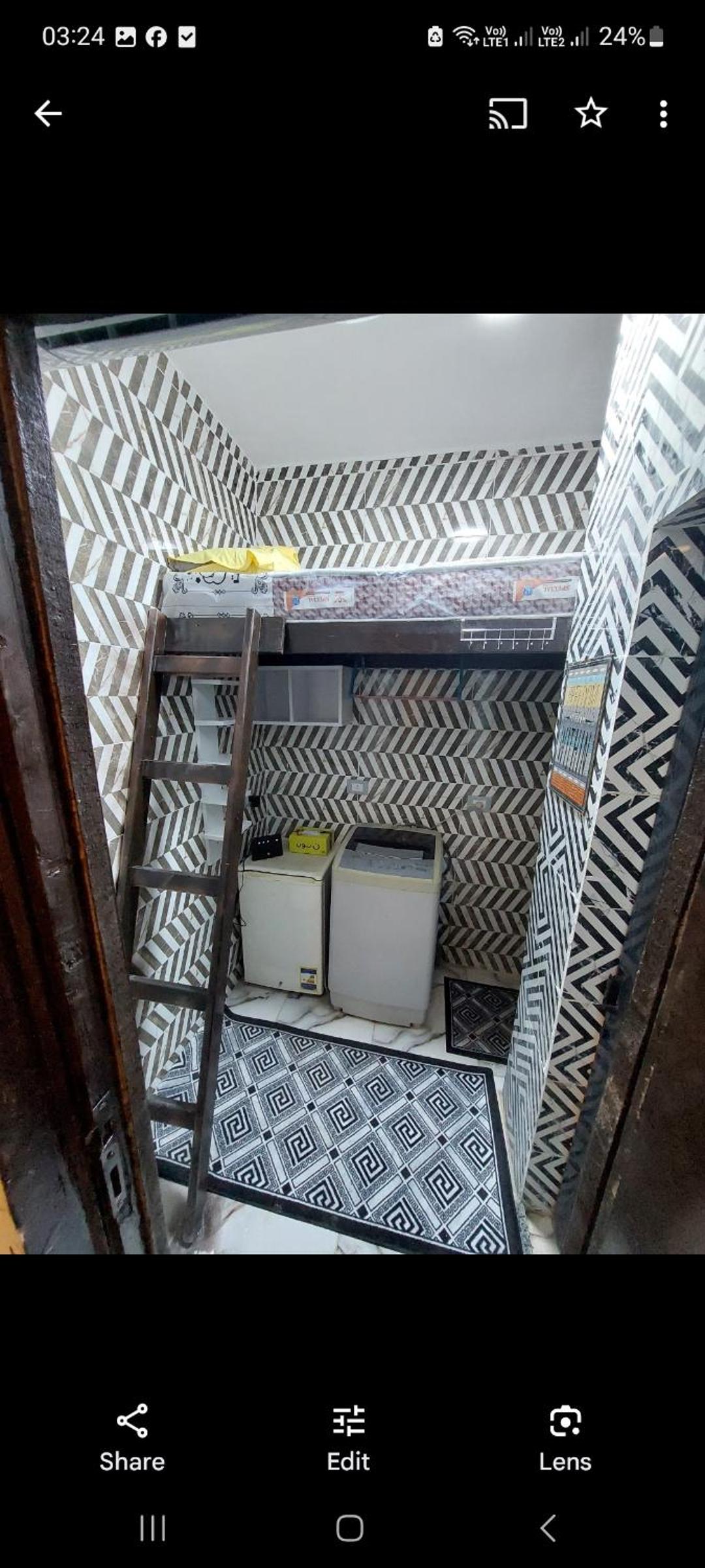 Tiny cabin room studio for male only ladder bed AC private WC