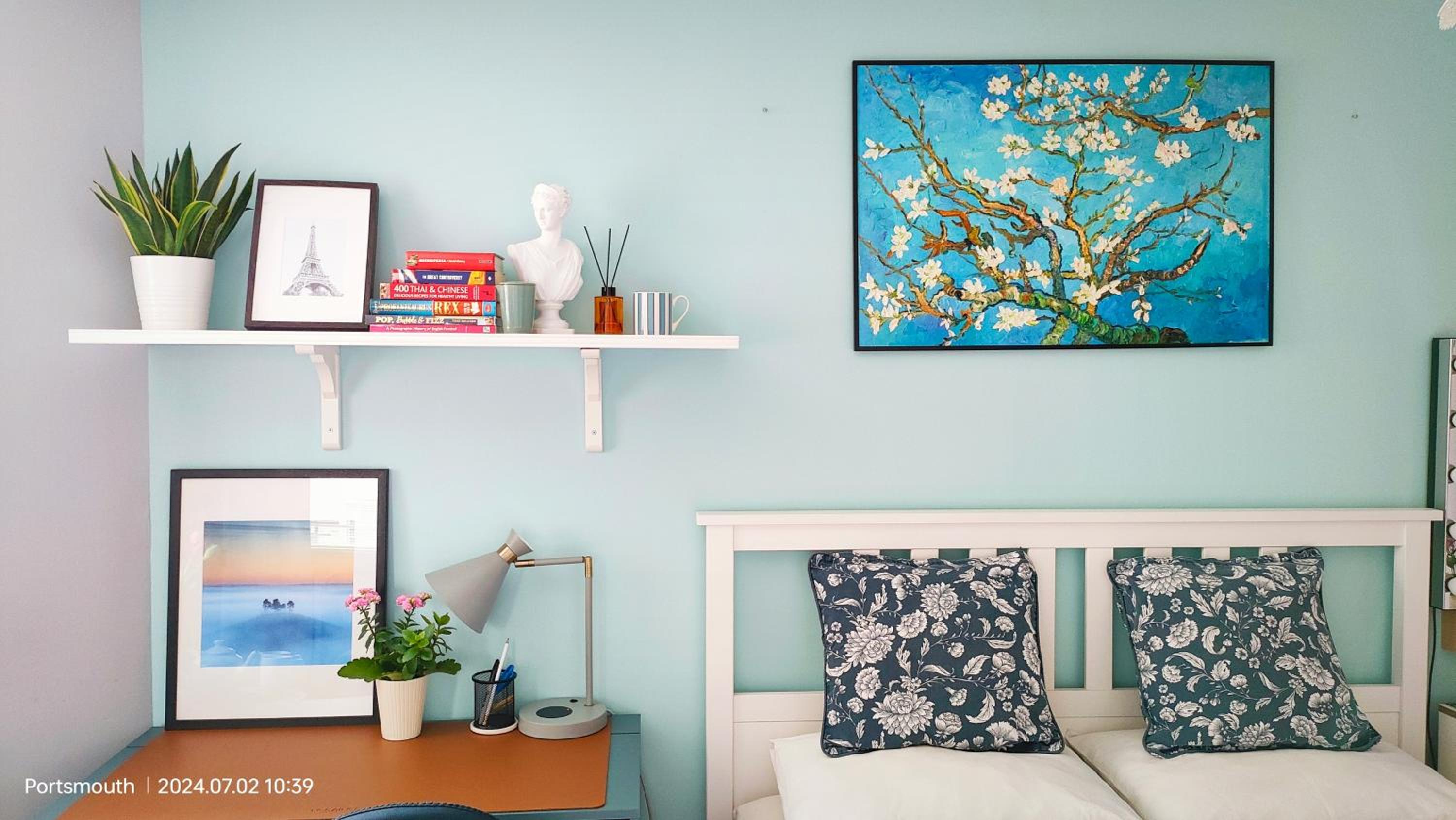 A private bedroom with art style located in the city center view 3