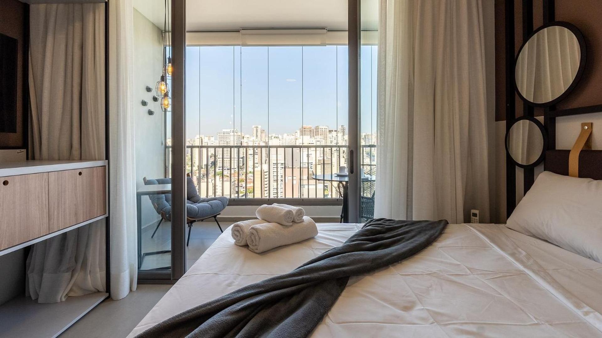 Studios Novíssimos com Piscina no Rooftop e vista para o Allianz Parque