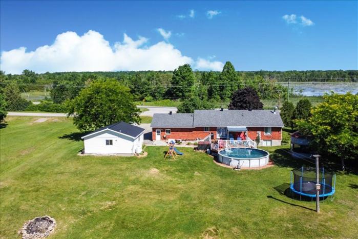Cottage backing water