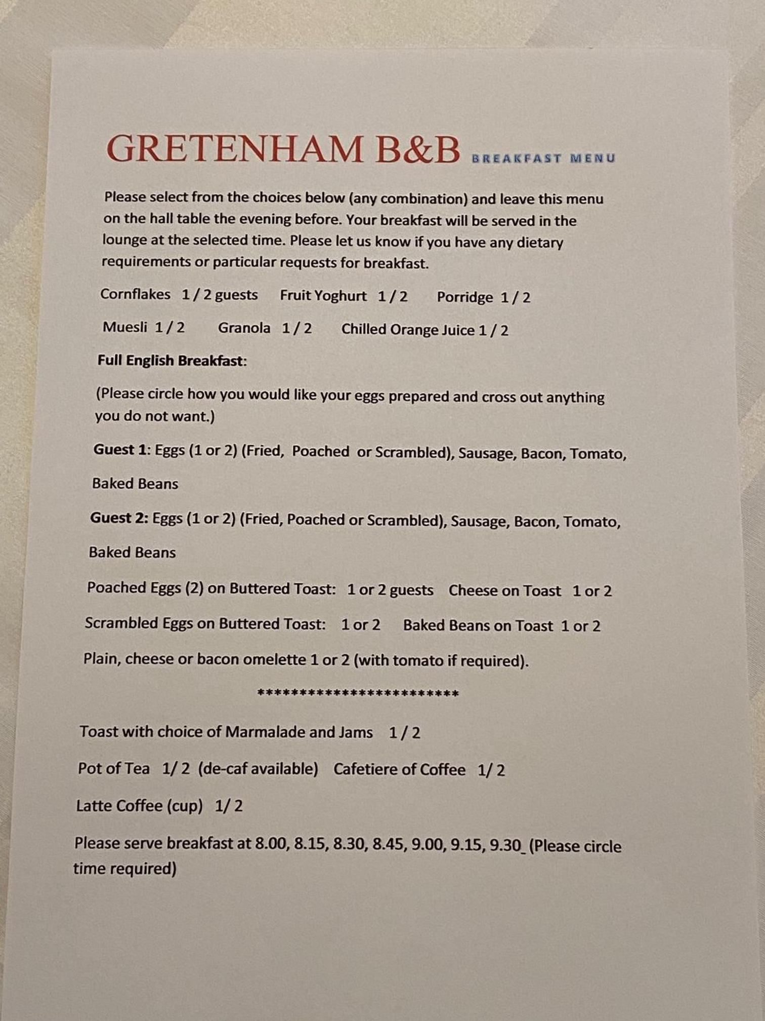 Gretenham B&B