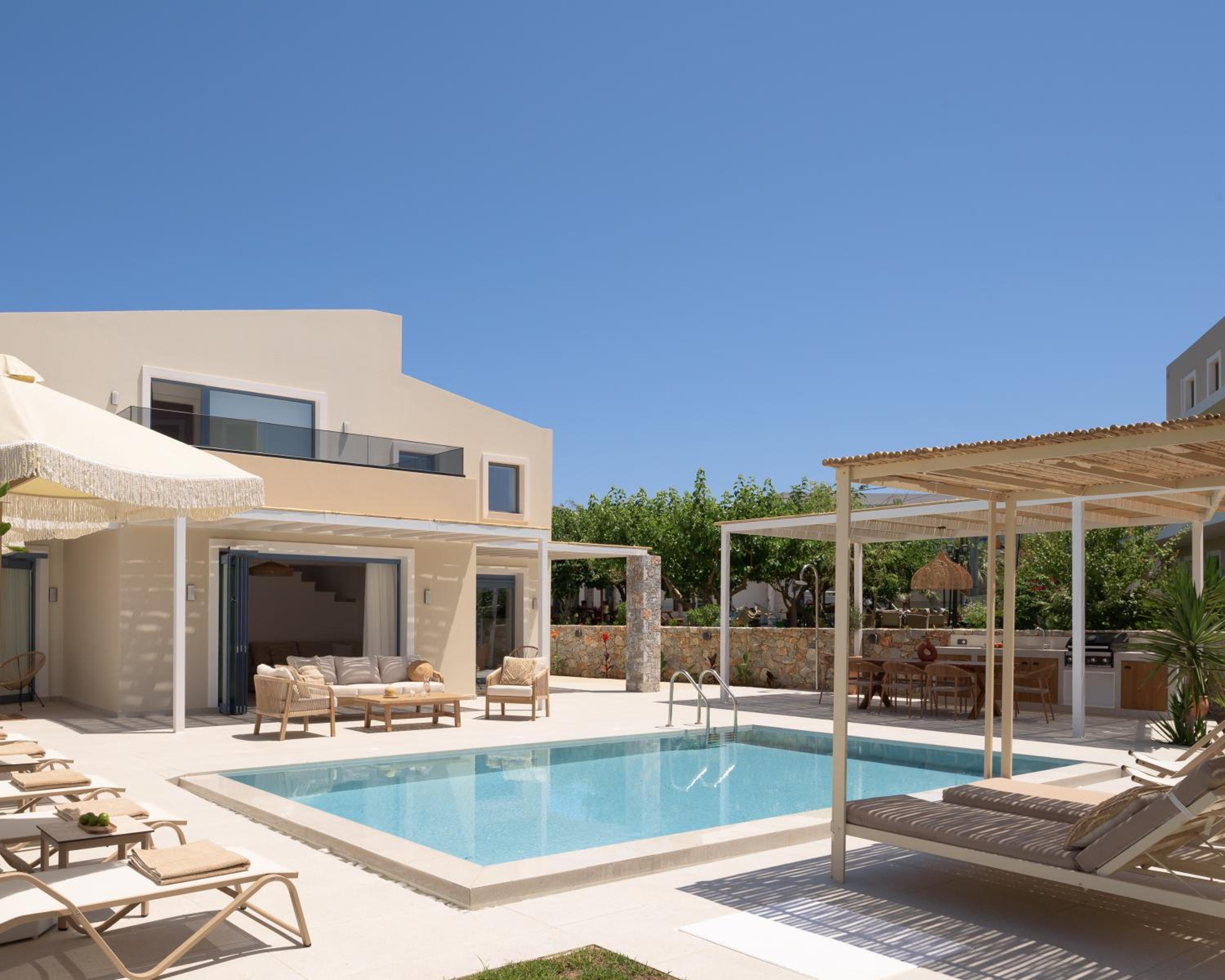 Pelagia's Loft Villas Haroupi & Rodi with Private Heated Pools, 5 Min Walking Distance to the Beach