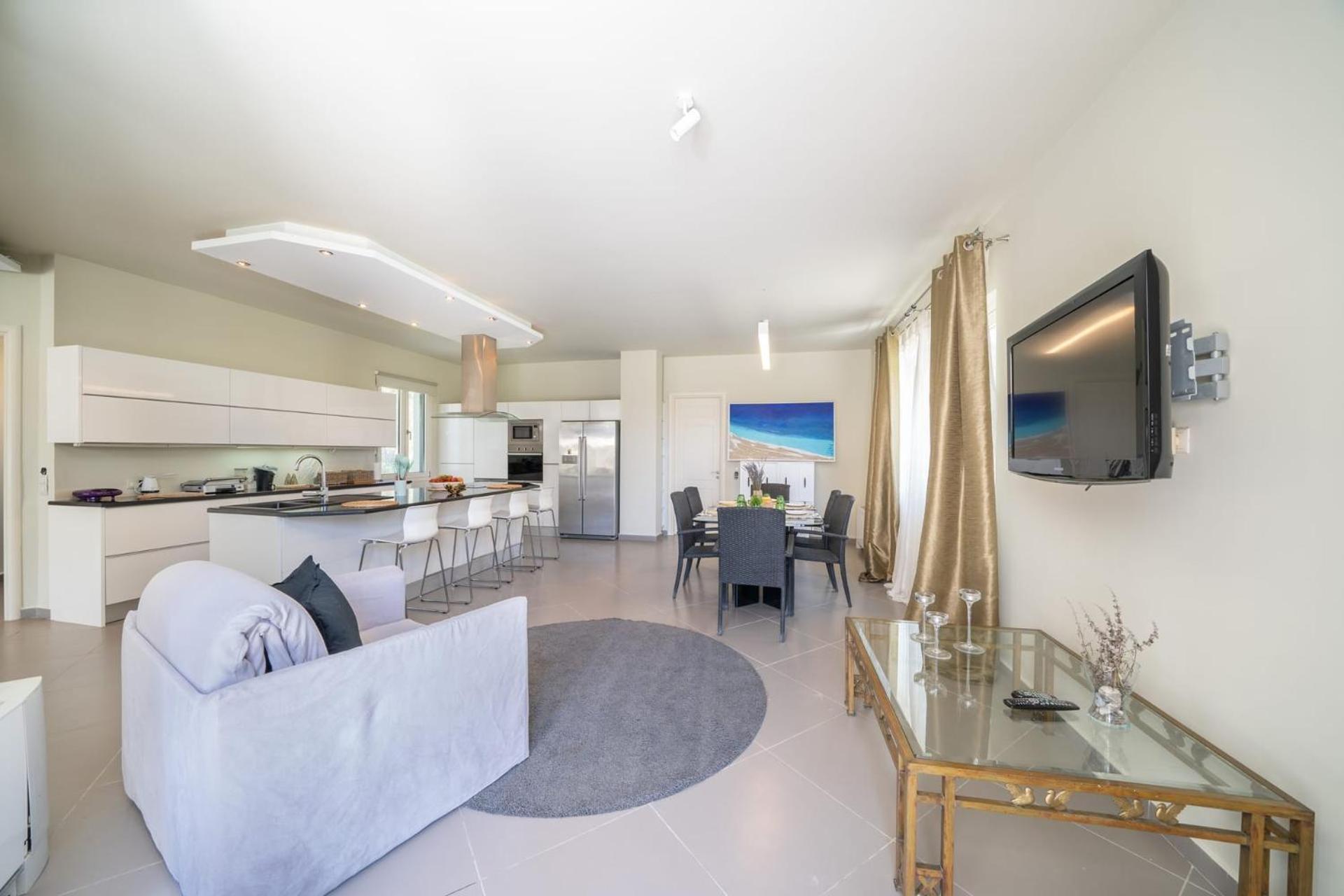 Wonderful Leivathos Villa | Villa Azure Skies | 4 Bedrooms | Furnished Terrace with Private Pool & Hot Tub | BBQ | Svoronata view 4