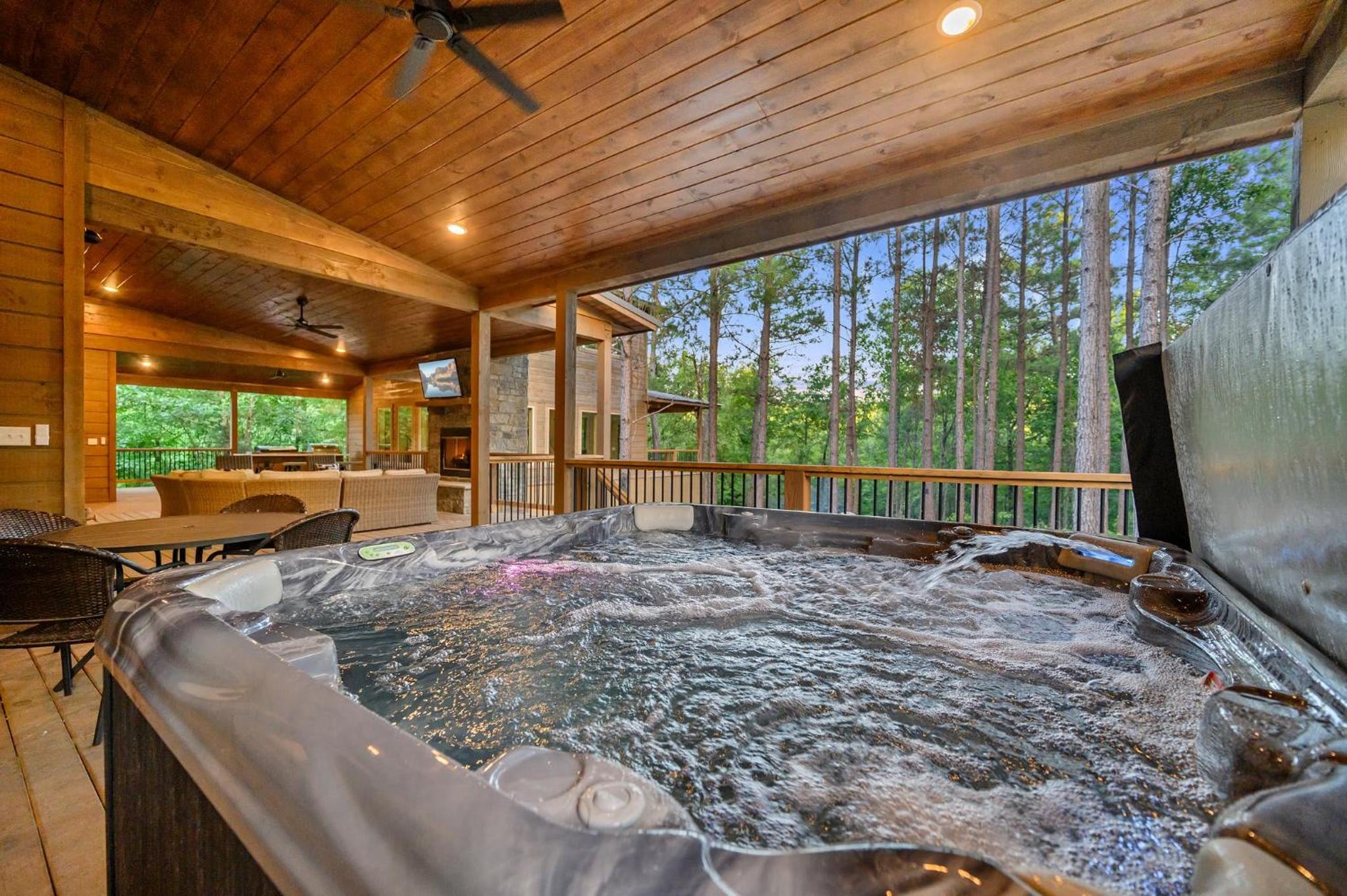 Pet friendly family cabin with firepit creek outdoor kitchen playset & more view 4