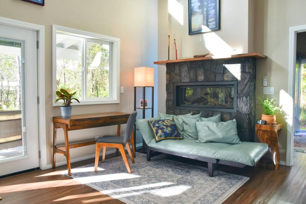 Serene Modern Escape with fireplace and outdoor shower view 2