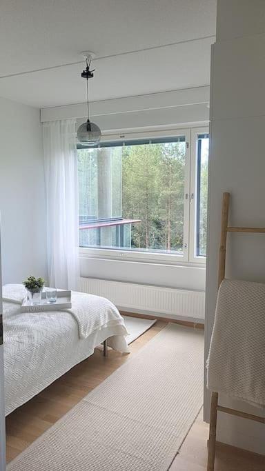 Ylellinen saunallinen kolmio järvinäkymällä