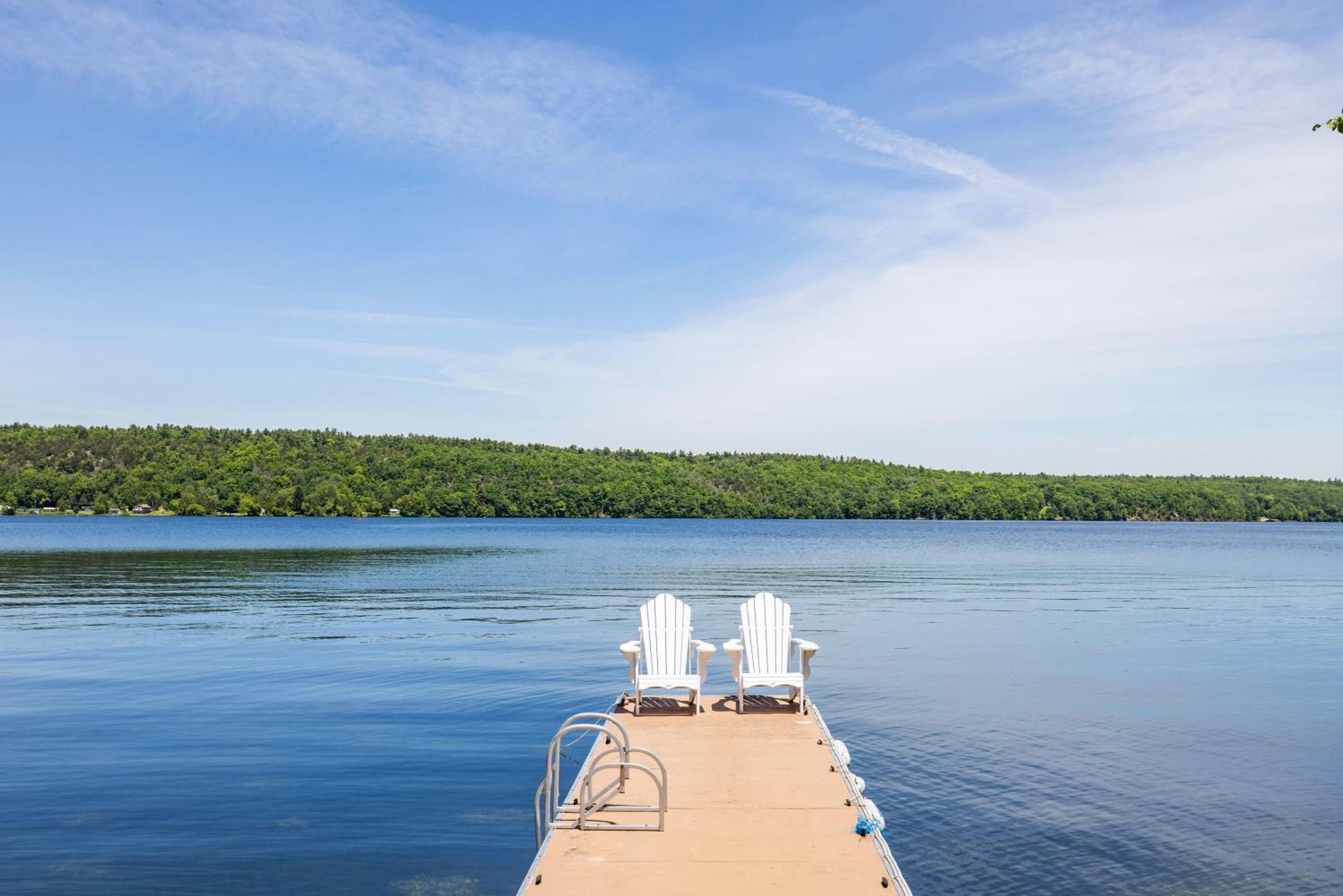 Incredible water view with canoe and kayaks
