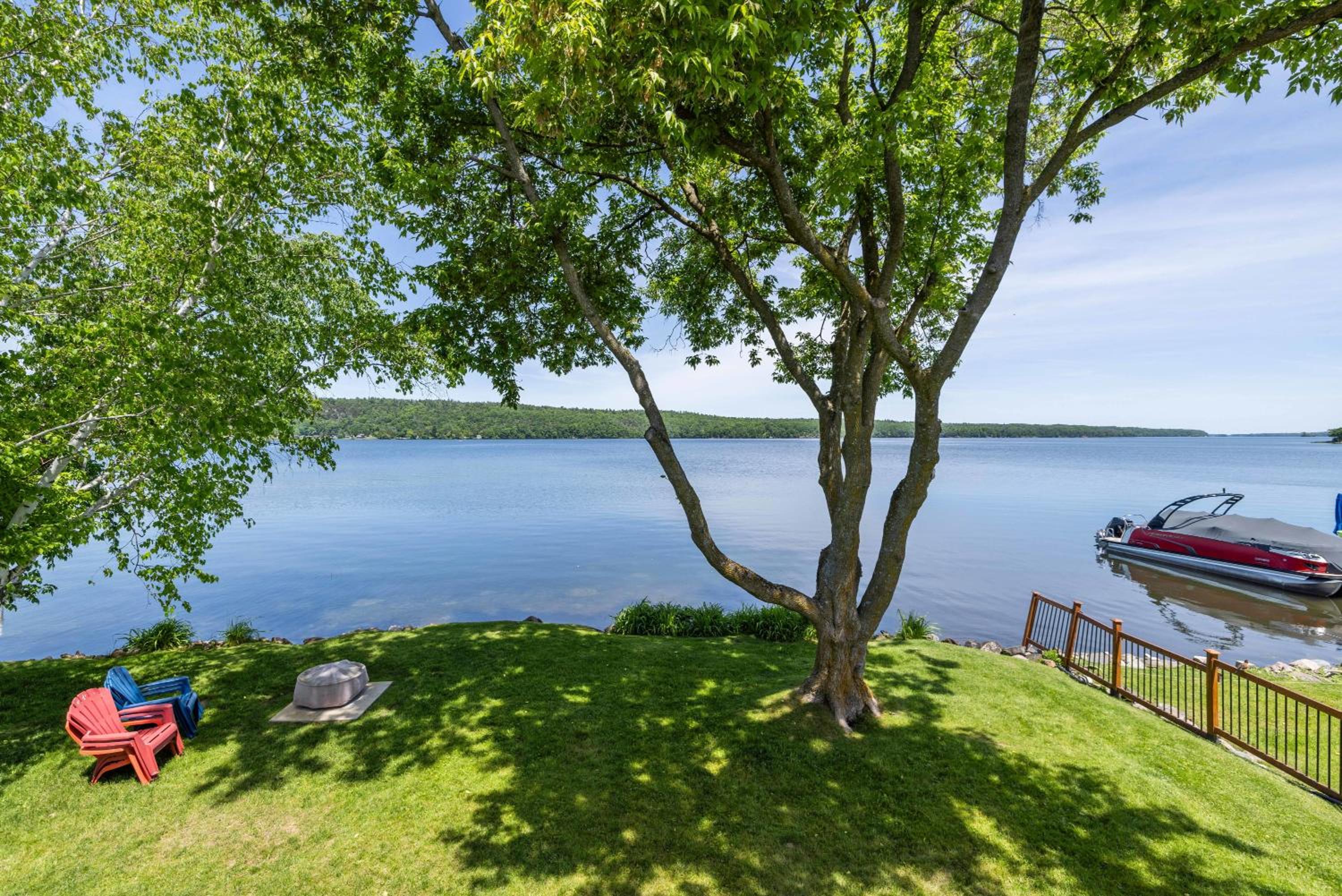 Incredible water view with canoe and kayaks