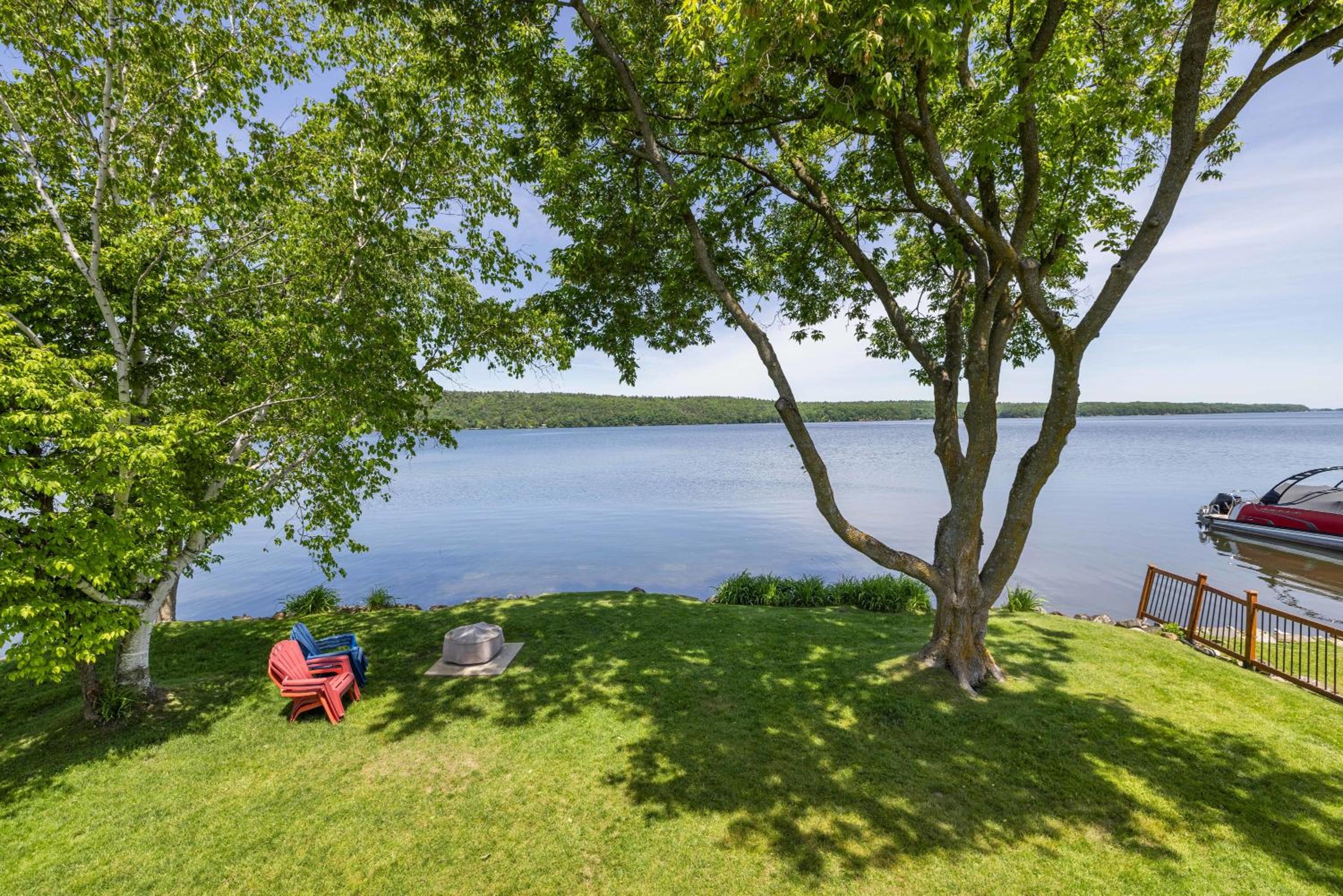 Incredible water view with canoe and kayaks