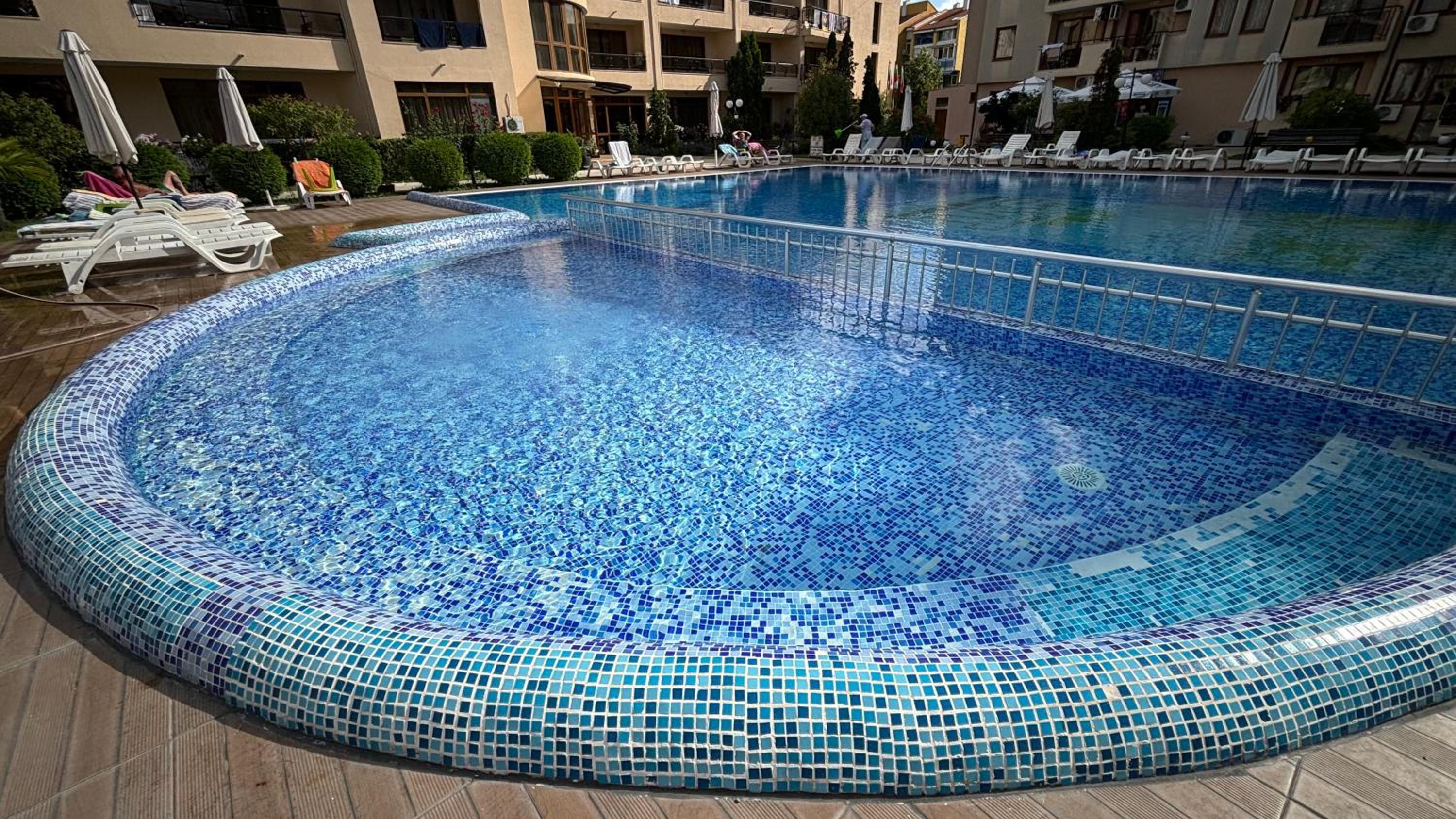 Studio with pool view