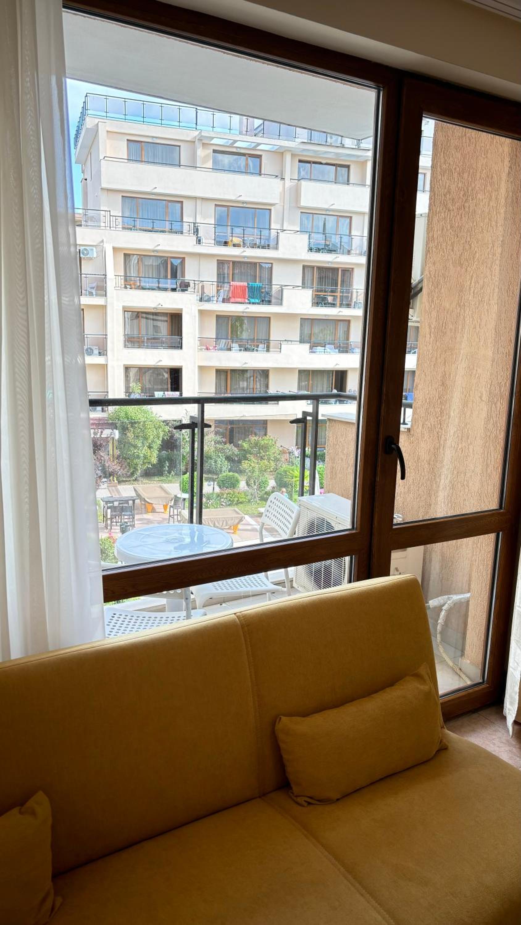 Studio with pool view